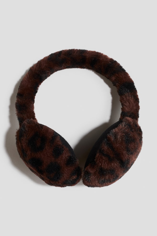 Fluffy earmuffs - Dark brown/Cream/Dark brown - 1
