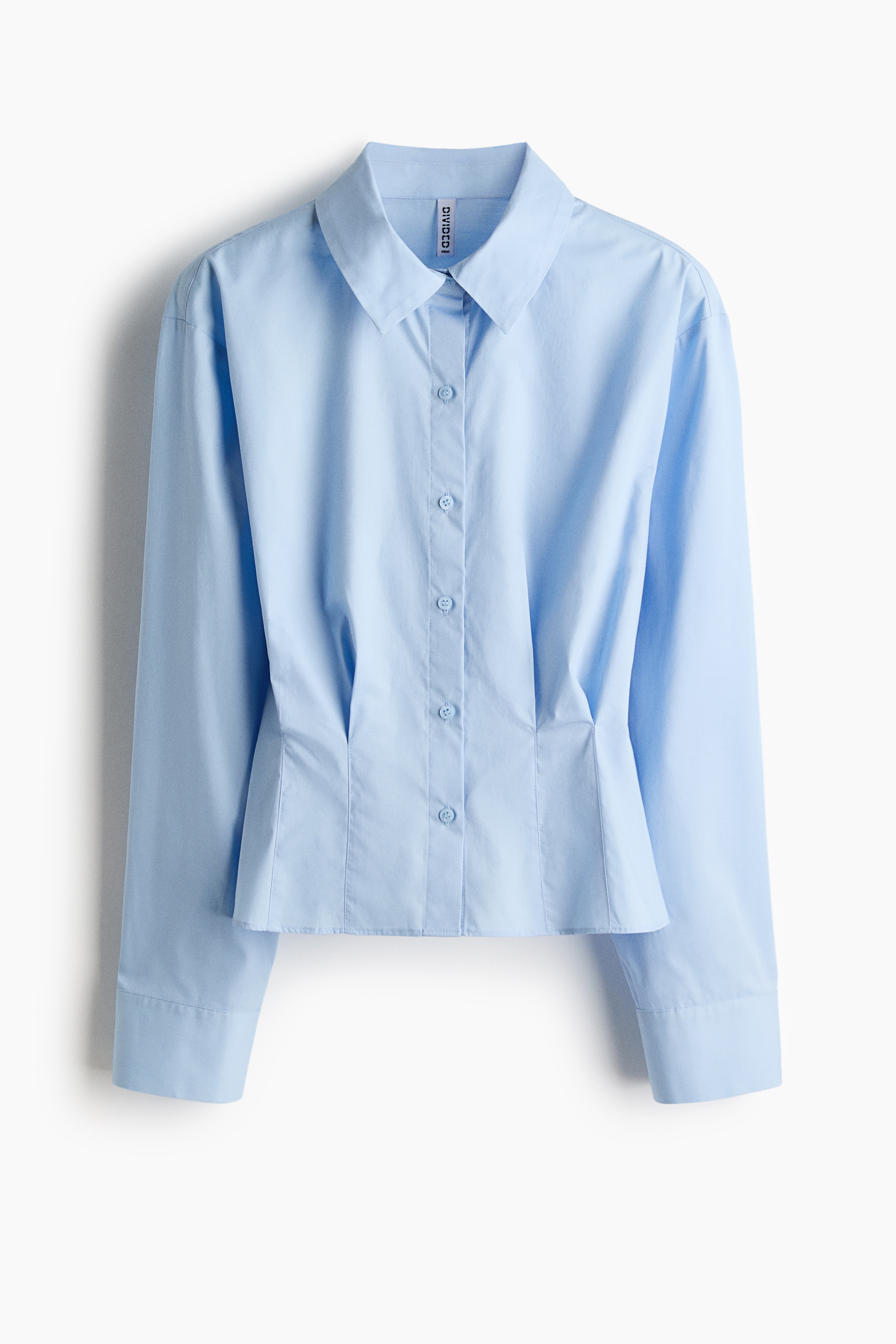 Tapered-Waist Poplin Shirt - Light blue/White/striped/Yellow/striped