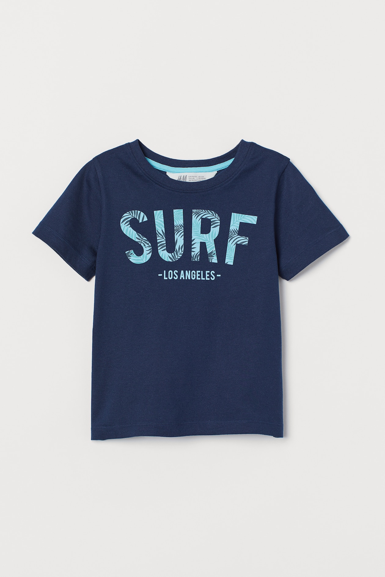 T-shirt with Printed Design - Round Neck - Short sleeve - Dark blue ...