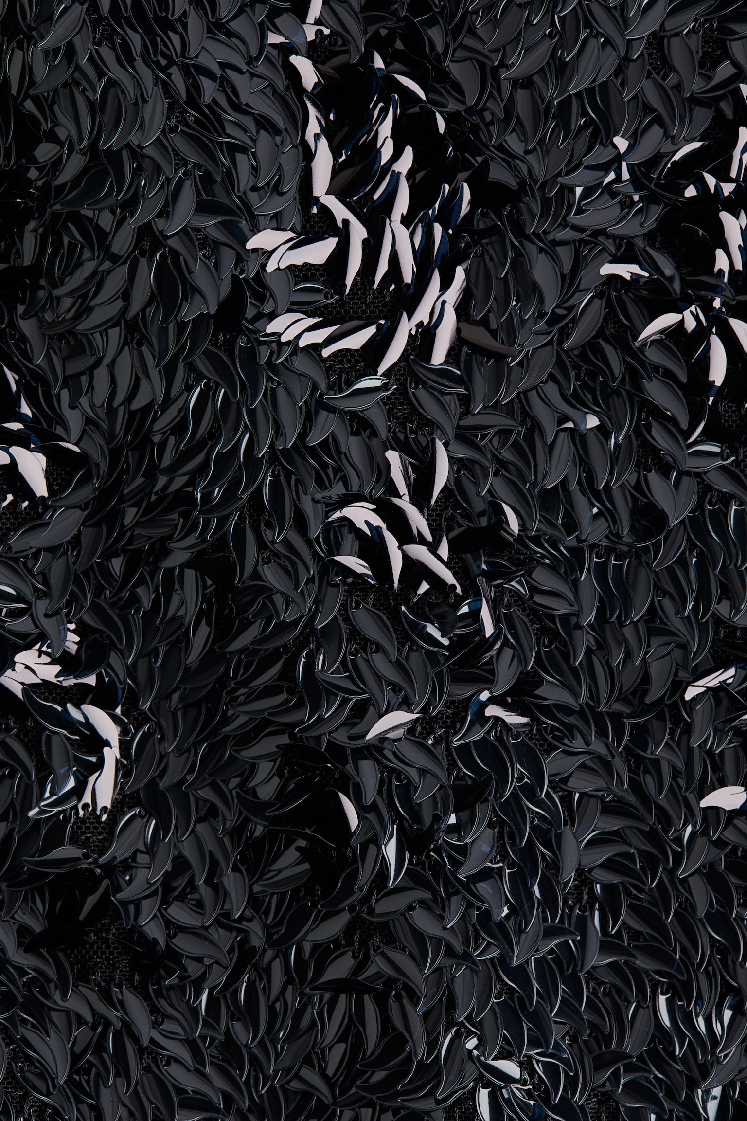 Flitrový top s ramenními vycpávkami - Černá - 5