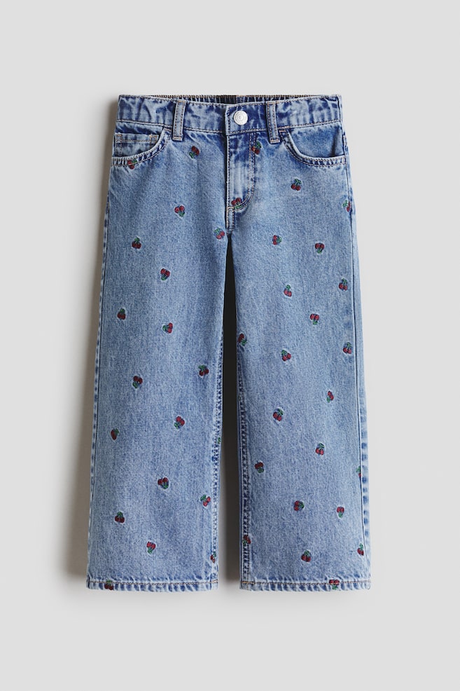 Motif-detail wide leg jeans - Denim blue/Cherries/Denim blue/Flowers/Light denim blue/Hearts/Dark denim blue/Bows - 1