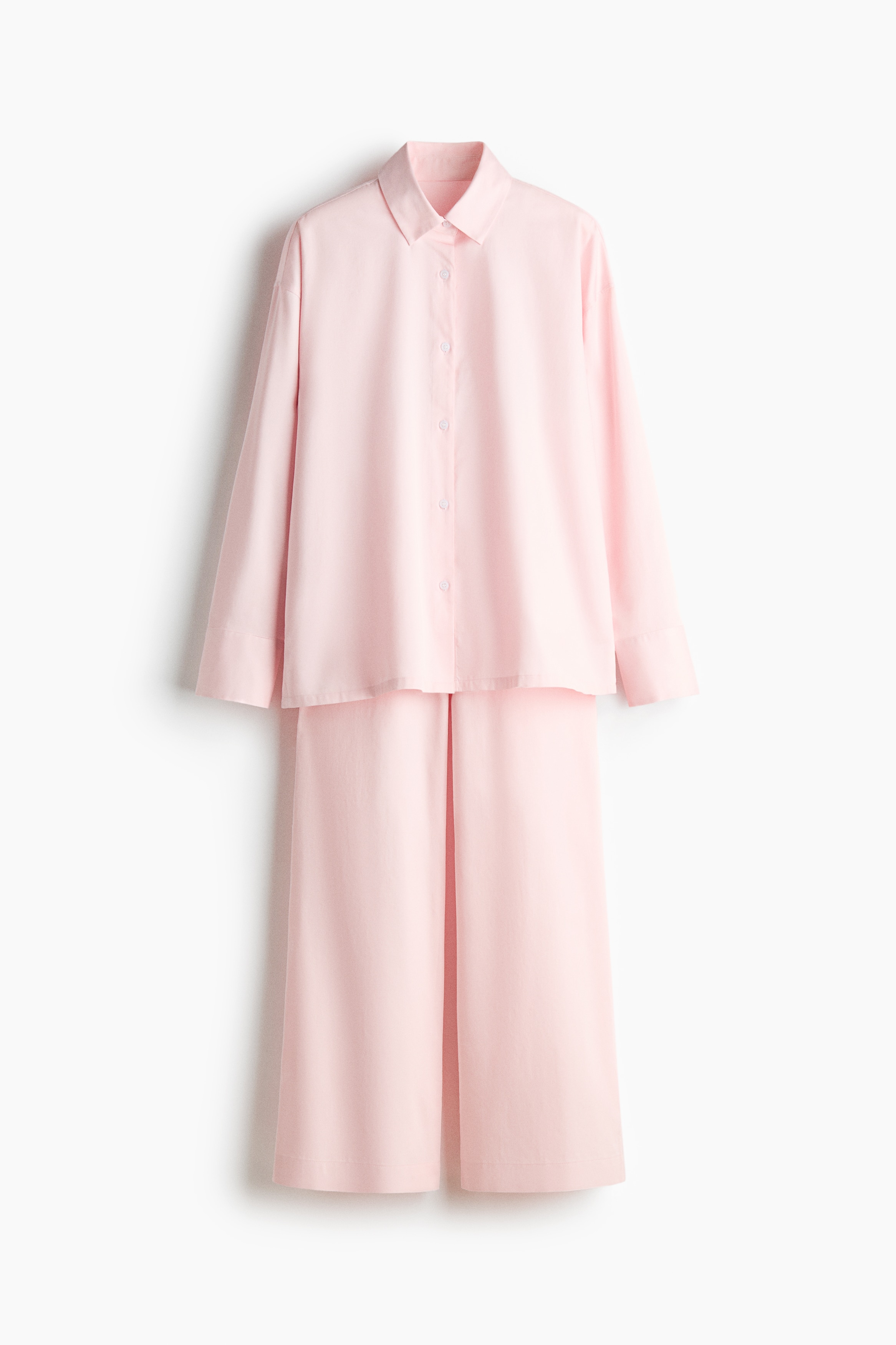 Pyjamas i bomullssateng - Lys rosa