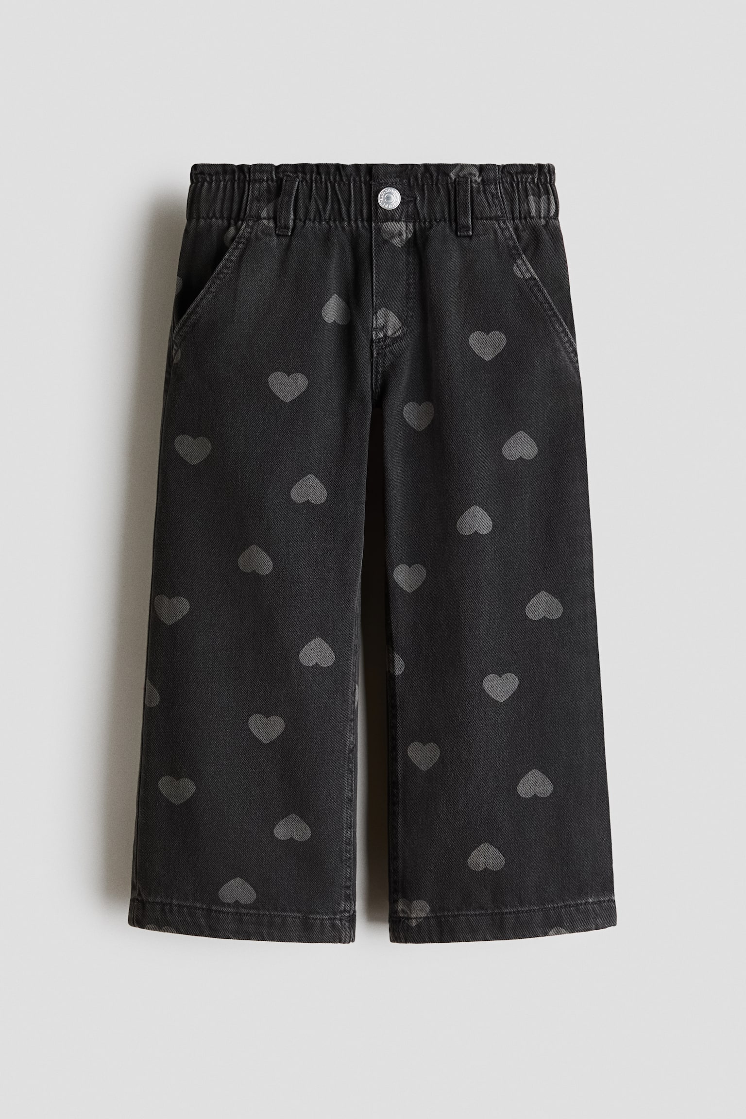 Wide Leg Loose Fit Jeans - Černý denim/srdíčka/Světle hnědá/leopardí potisk/Denim blue/srdíčka - 1