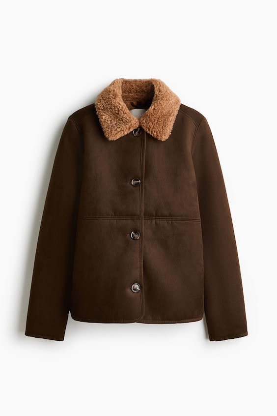 Женские куртки H&M Jacket with Teddy Fleece Collar