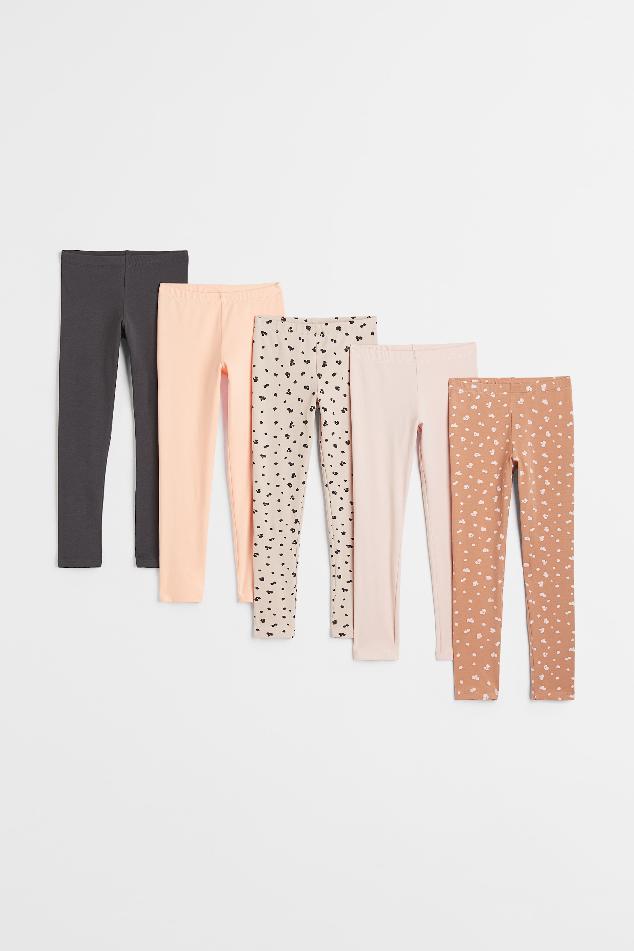 View larger image: 5-pack jersey leggings - Dark beige-pink/Leopard print - Kids | H&M IE 1