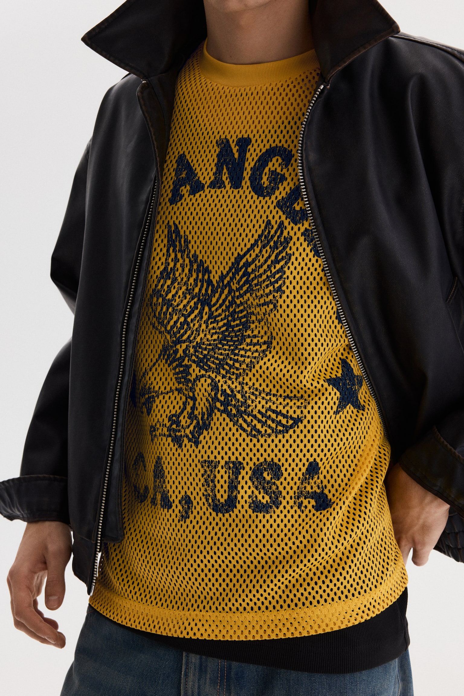 Oversized Fit Printed mesh t-shirt - Yellow/Los Angeles/Dark teal/22/Black/West Coast - 6