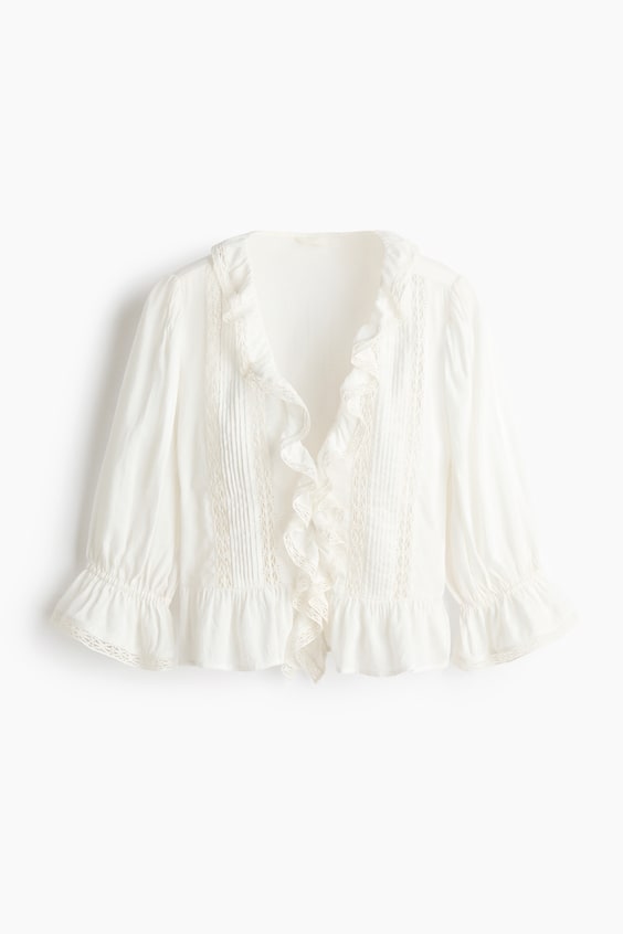 Женские блузки H&M Lace-Trimmed Blouse