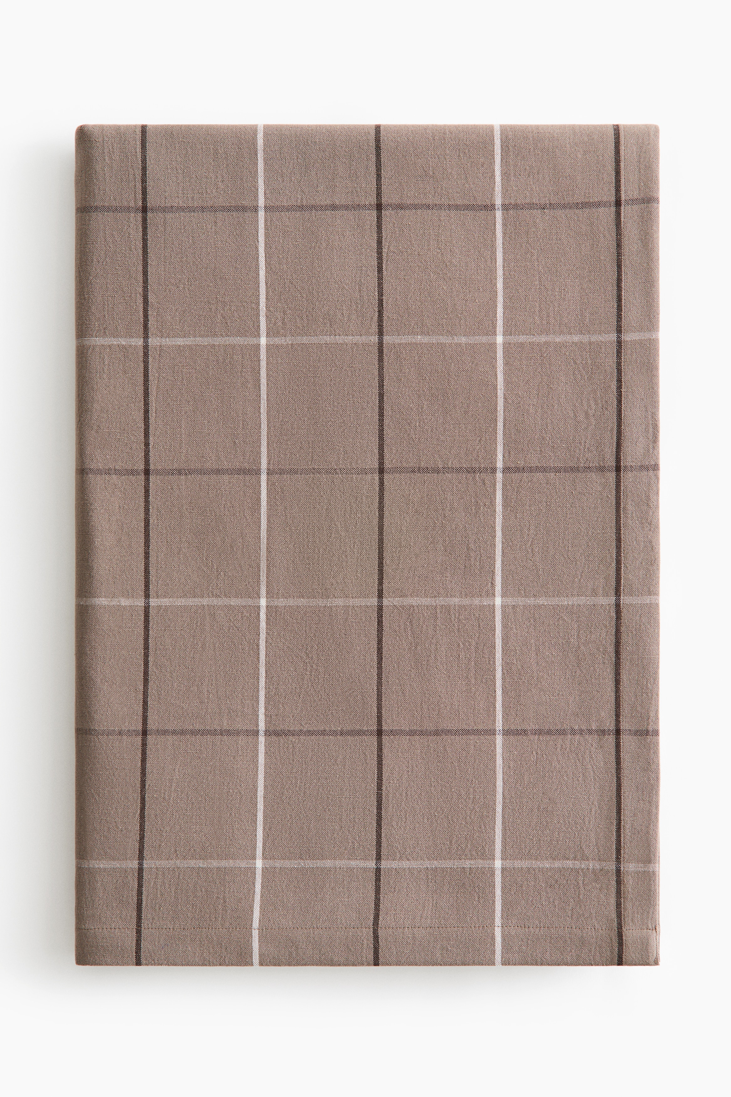 Patterned linen-blend tablecloth - Mole/Checked/White/Beige striped/White/Checked/Cream/Brown striped