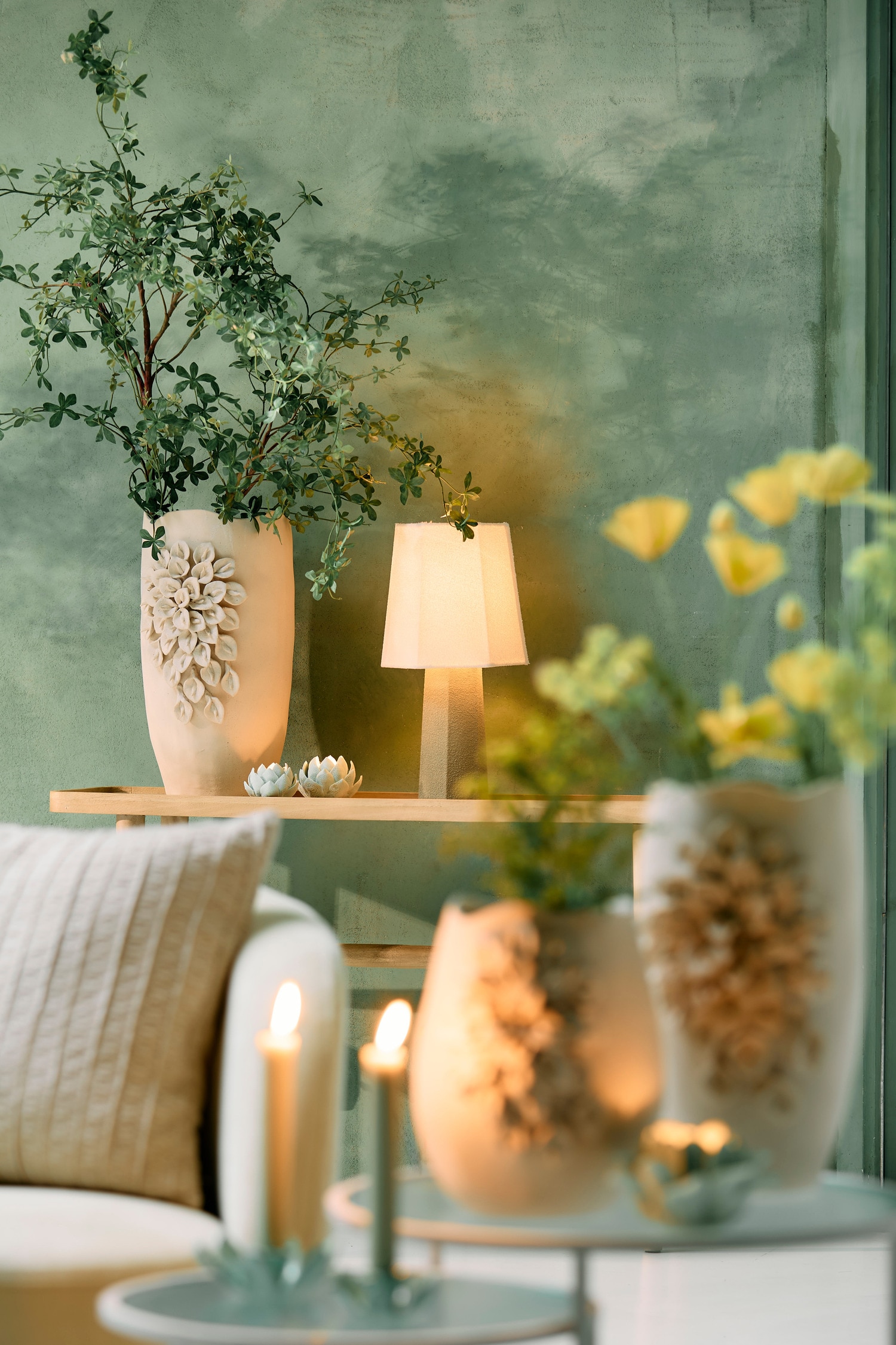 Musabo Tischlampe - Mintgrün/Leinen