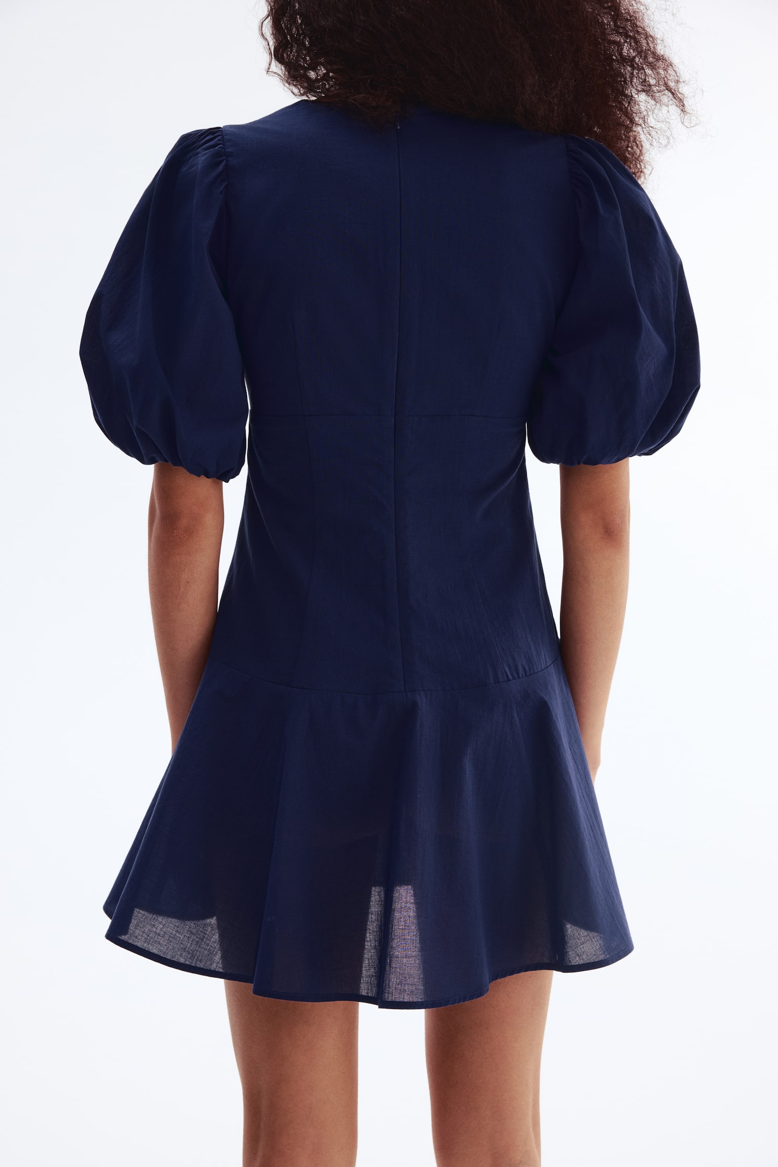 Vestido de algodón con mangas globo - Azul marino/Amarillo pálido/Floreado azul/Amarillo claro/Floreado - 4