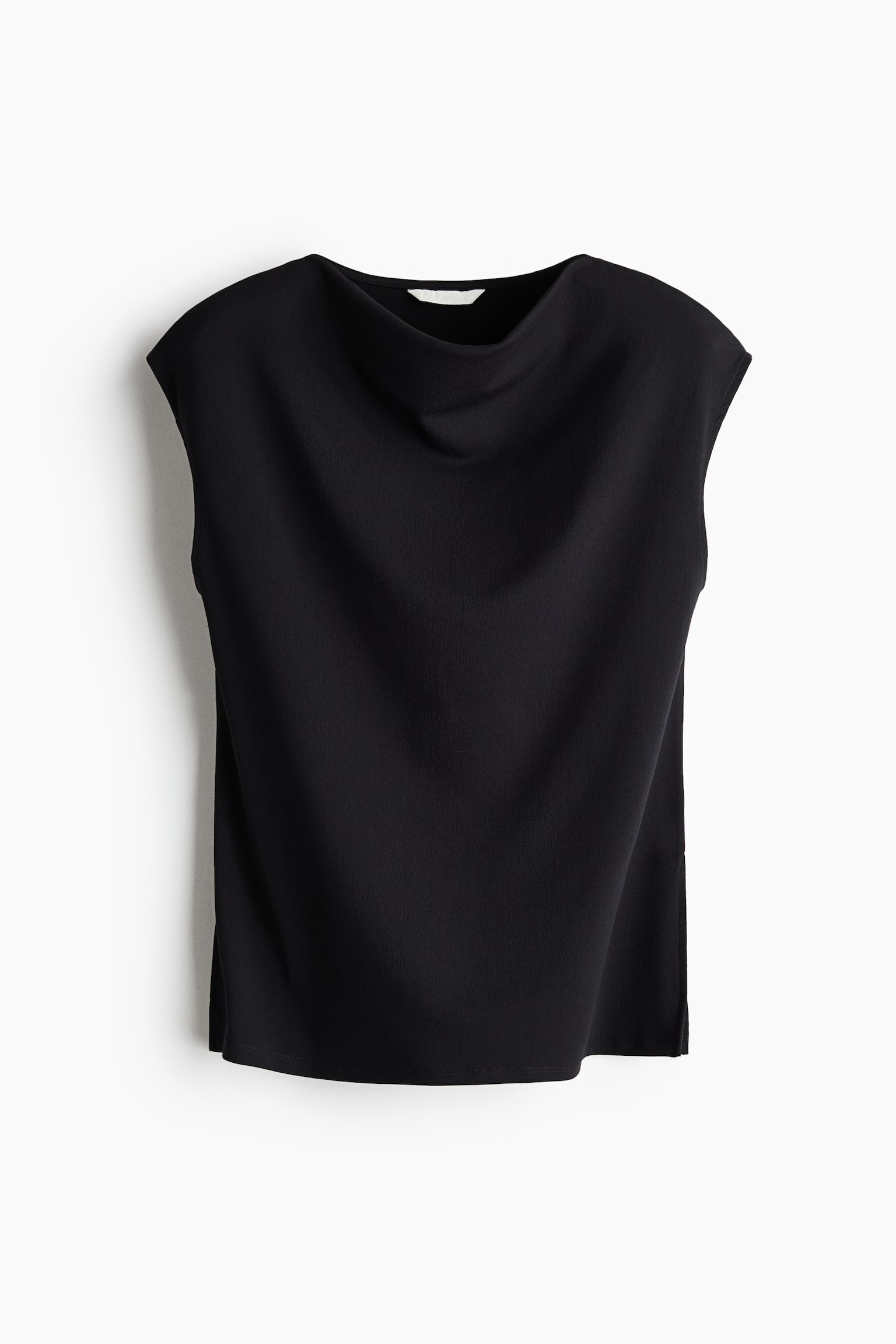 Cowl-neck jersey top - Black/Navy blue - 1
