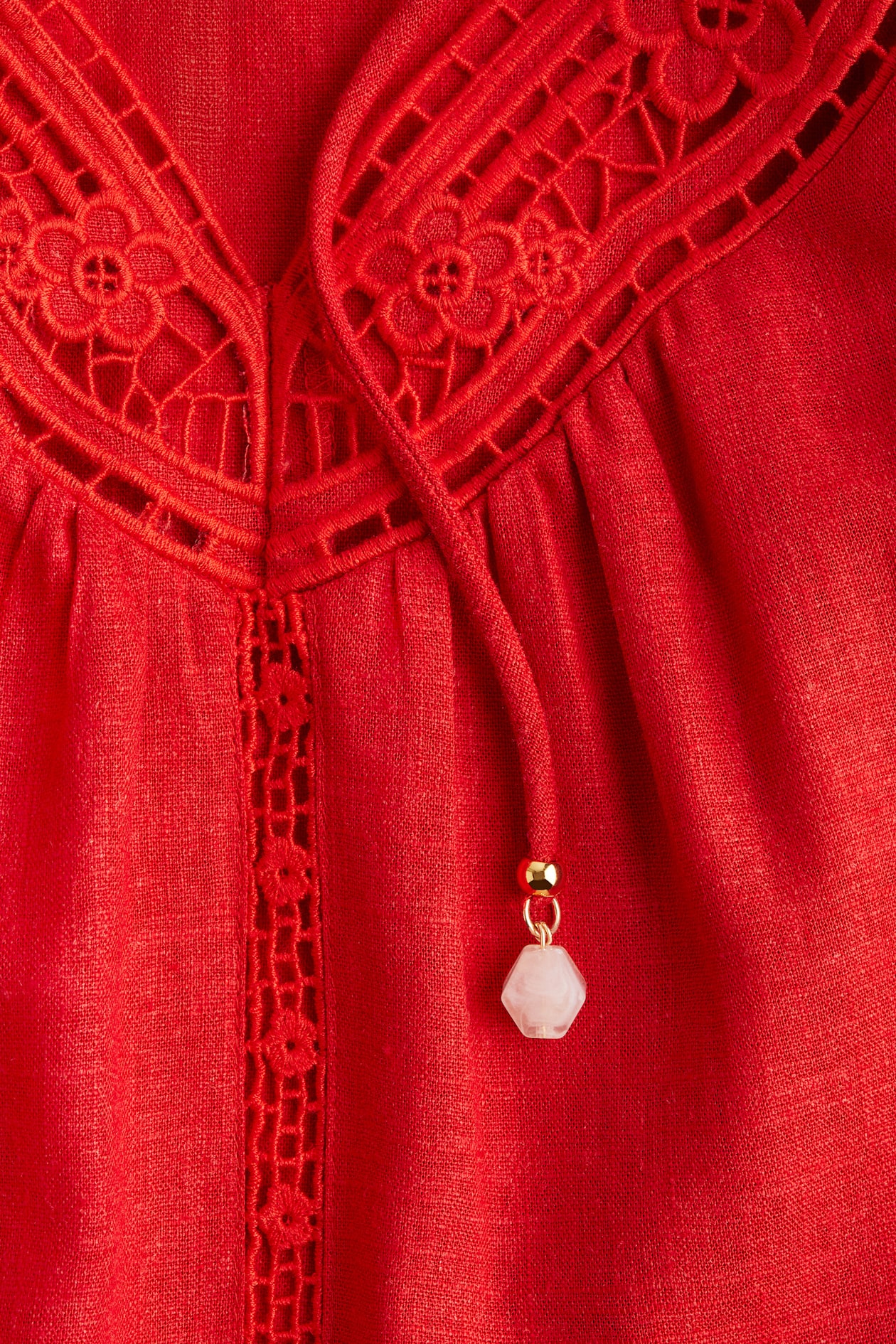 Eyelet-Embroidered Dress with Tie Shoulder Straps - image 3