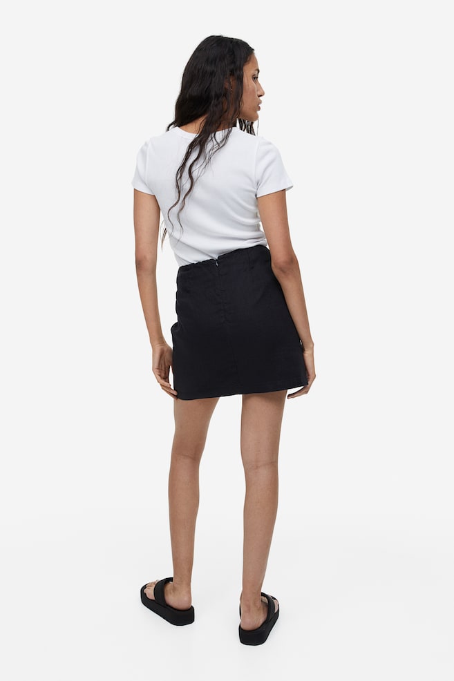 Linen skirt - Black/Cerise - 4