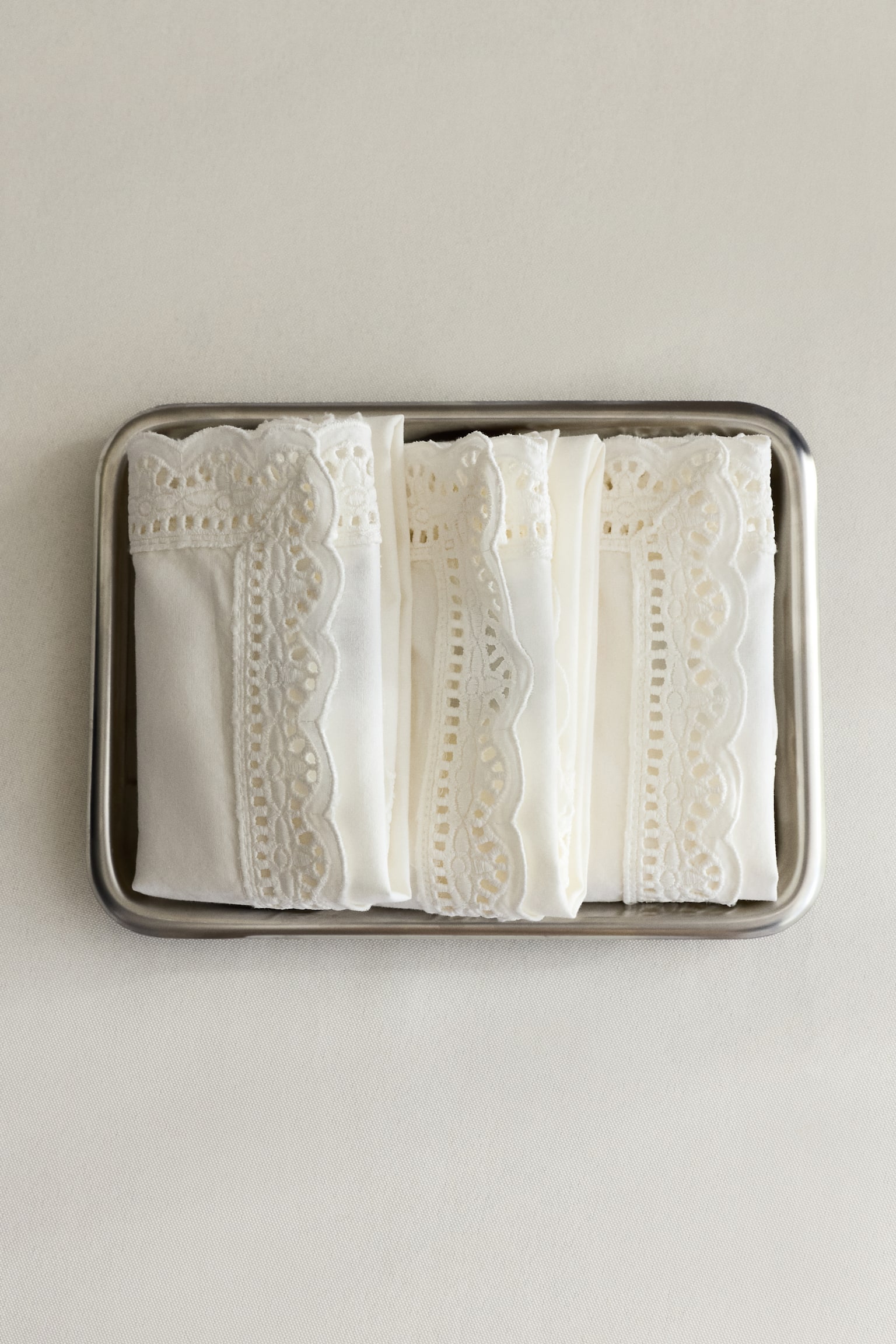 2-pack lace-trimmed cotton napkins - Silver-coloured - 2