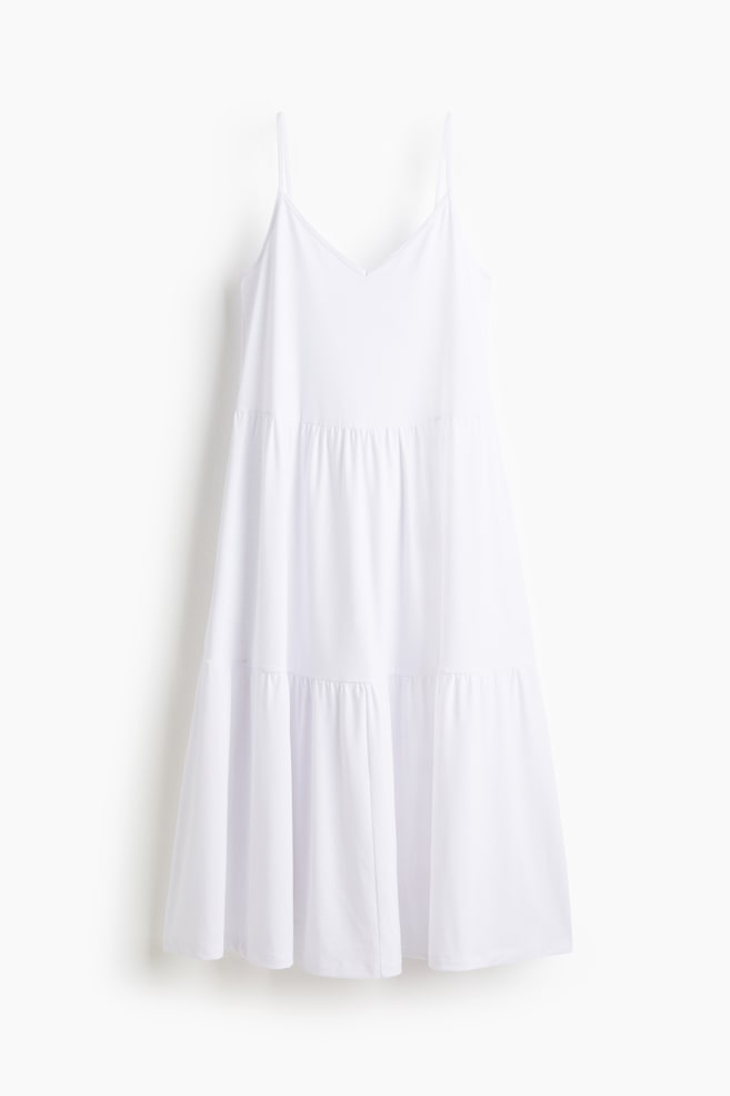 Robe à étages avec bretelles fines - Blanc - 1