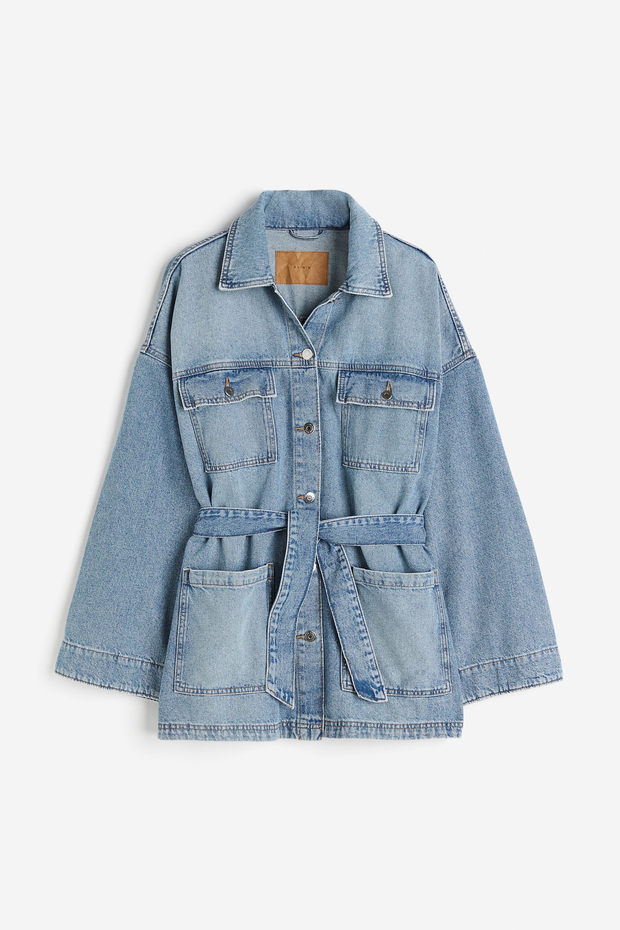 Tie-Belt Denim Jacket