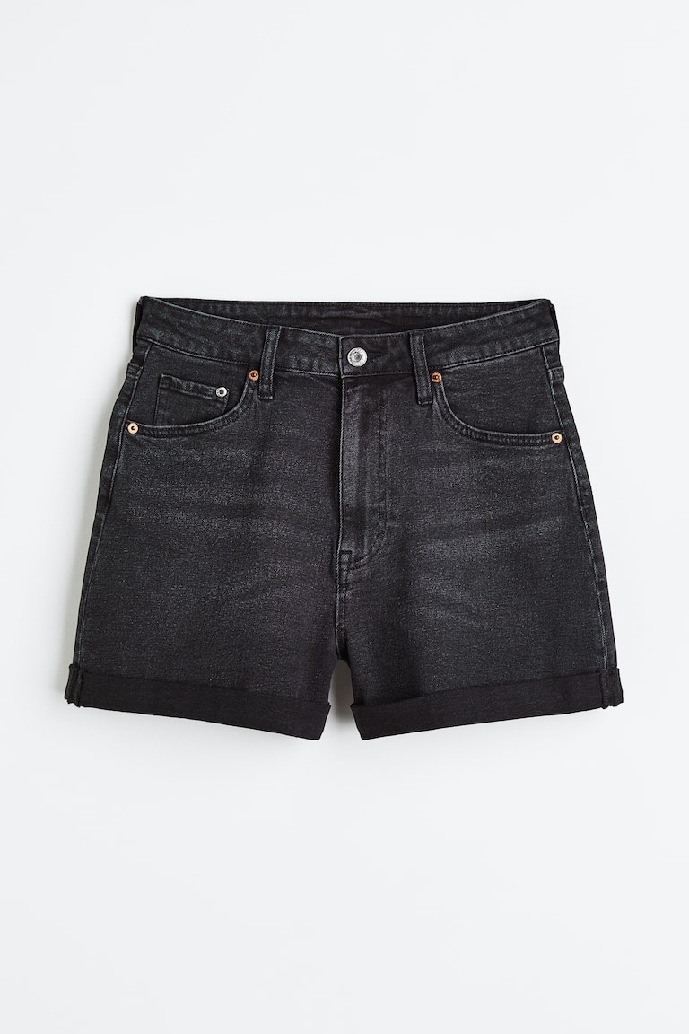 Mom Ultra High Denim Shorts - High waist - Short - Black - Ladies | H&M US