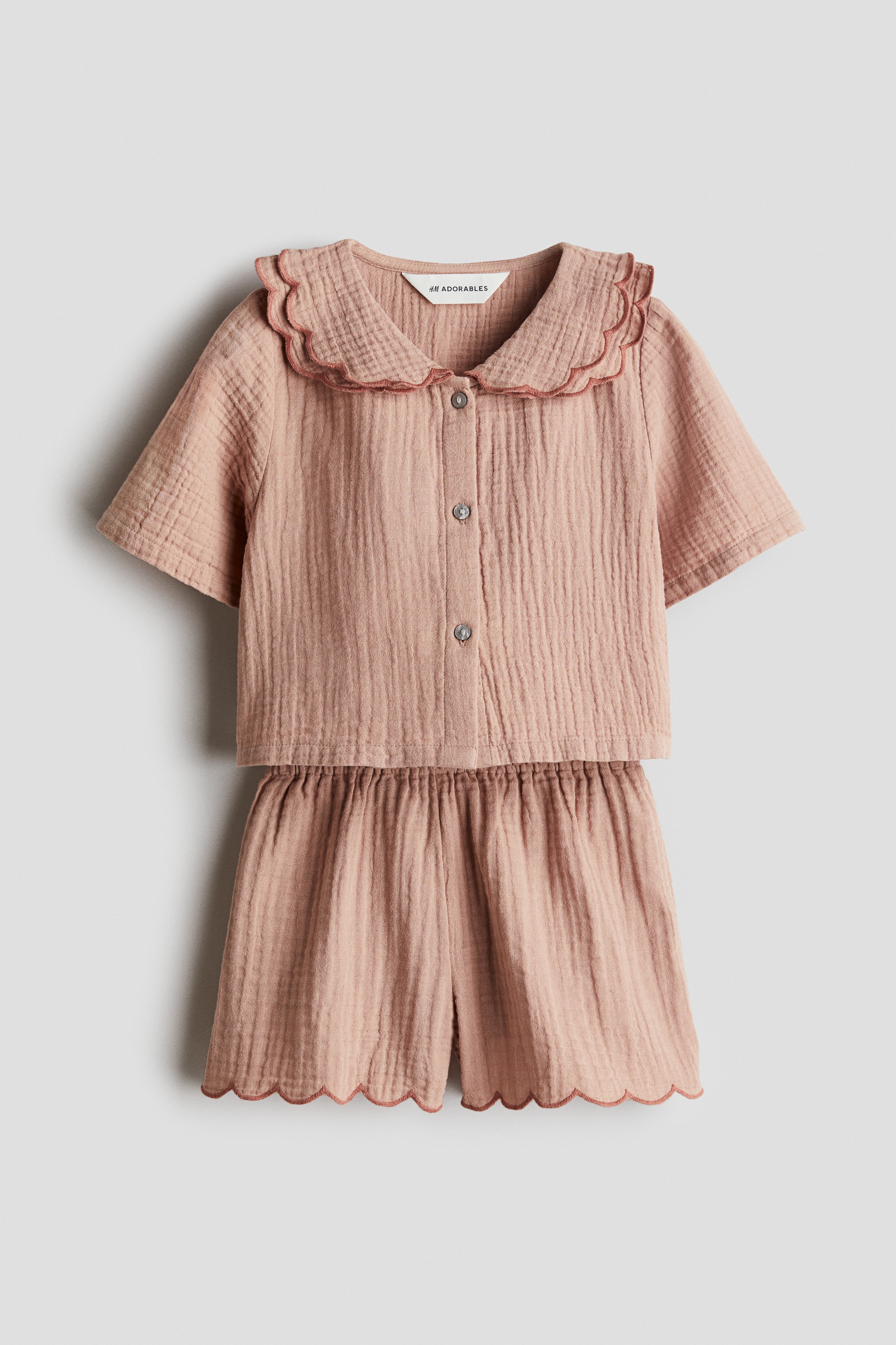 Kaksiosainen puuvillamusliininen setti - Beige