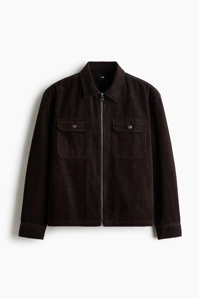 Corduroy Overshirt - Dark brown/Dusty green - 1