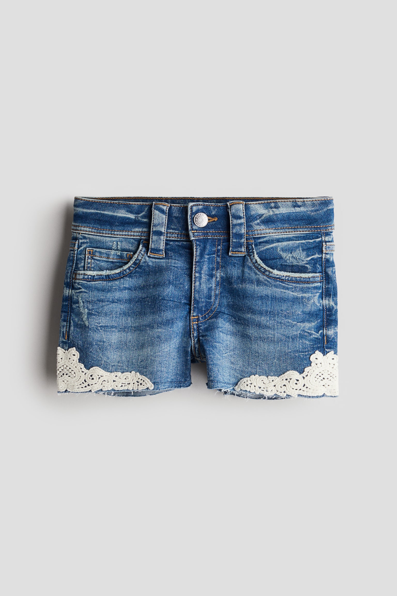 Denim shorts - Denim blue/Lace/Light denim blue - 1