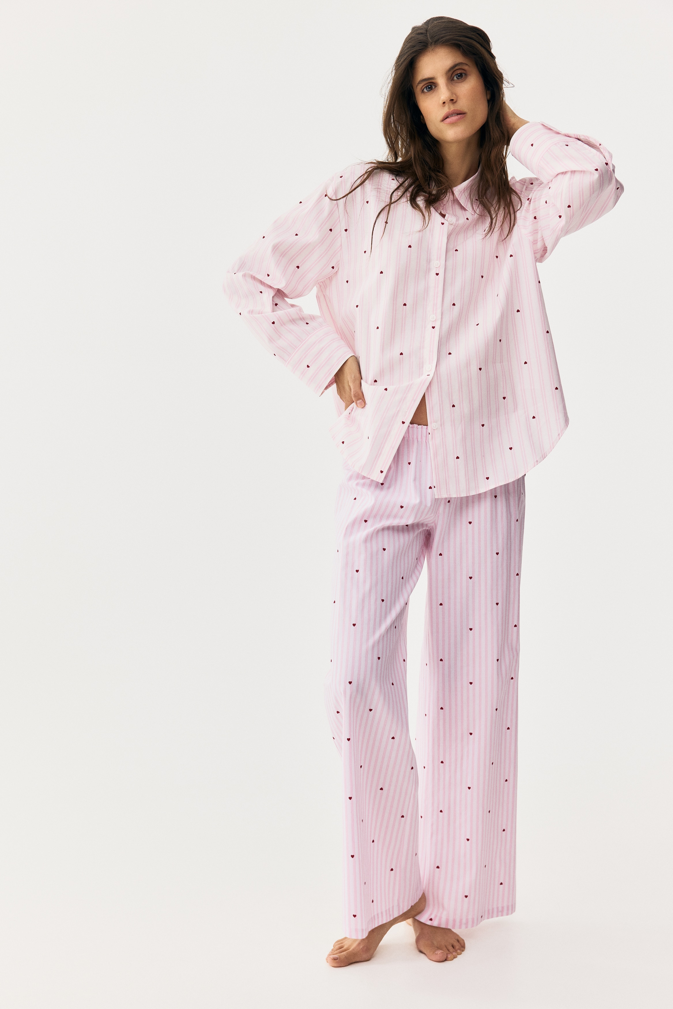 Women's Pink/hearts MAMA Cotton Pajama Pants | H&M US