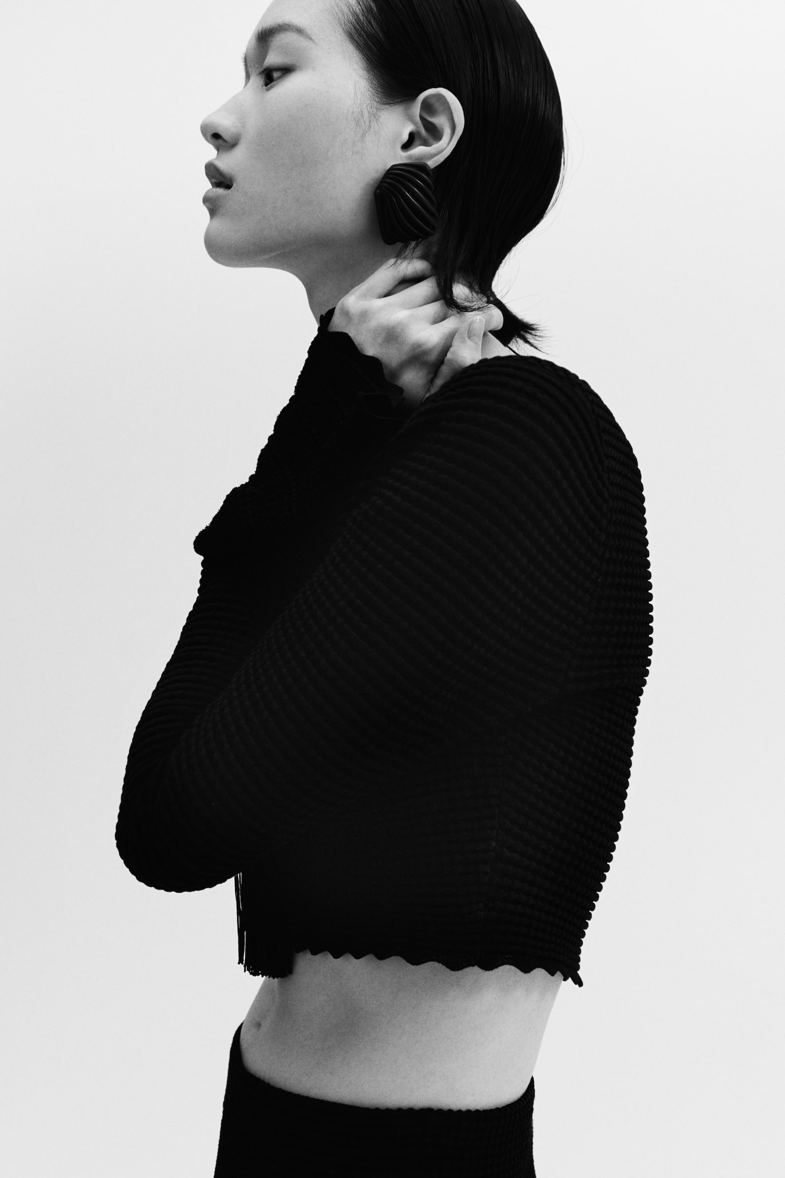 Textured-knit top - Black - 6