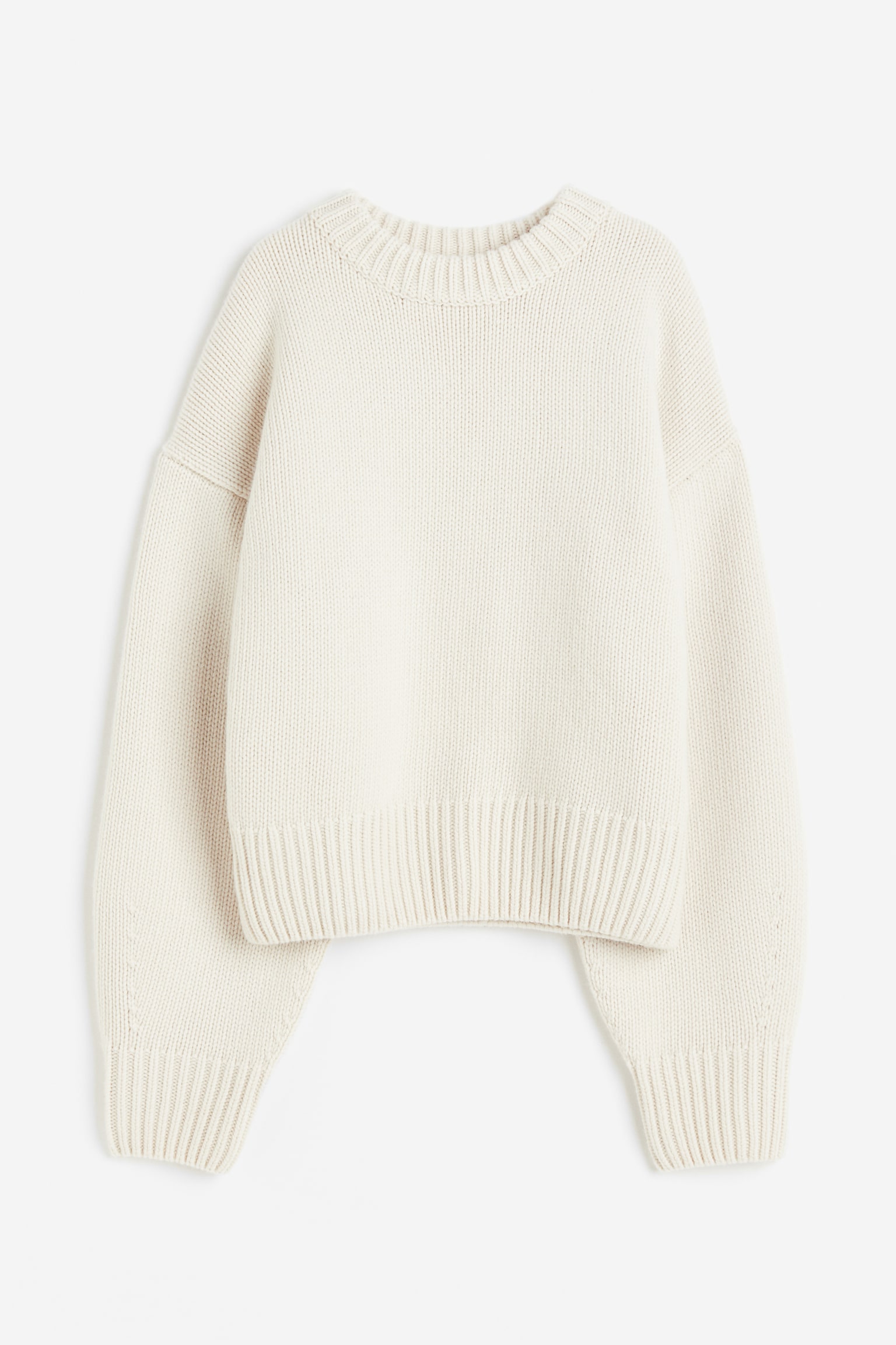 Oversized cashmere-blend jumper - Round neck - Long sleeve - Natural ...