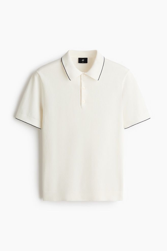 Slim-Fit Polo Shirt - White/Dark blue - 1