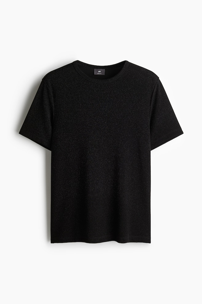 Regular Fit Glittery T-shirt - Black - 1