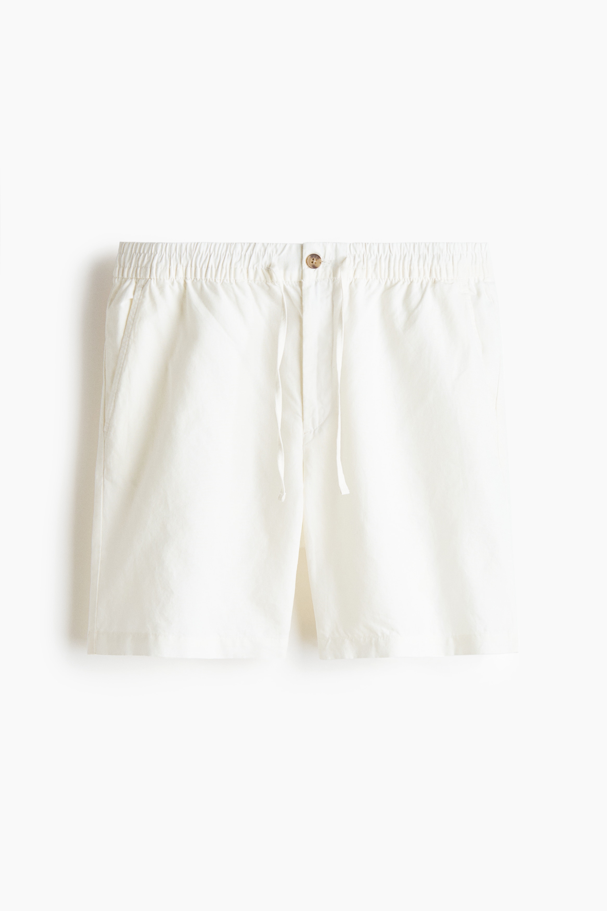 Regular Fit Linen-blend shorts - White/Cream/Black