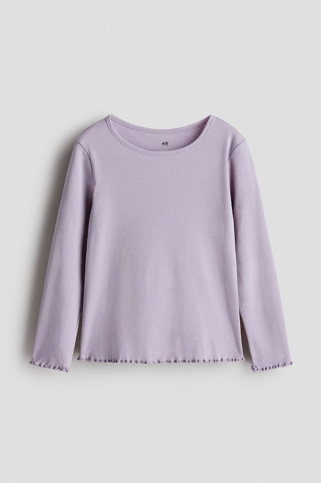 Long-sleeved Jersey Top - Dusty purple/Black/Red/Hot pink/White - 1