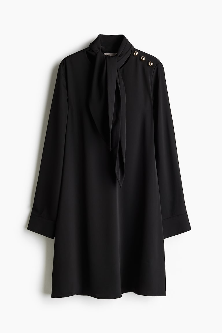 Women's Black Tie-Neck Dress | H&M CA