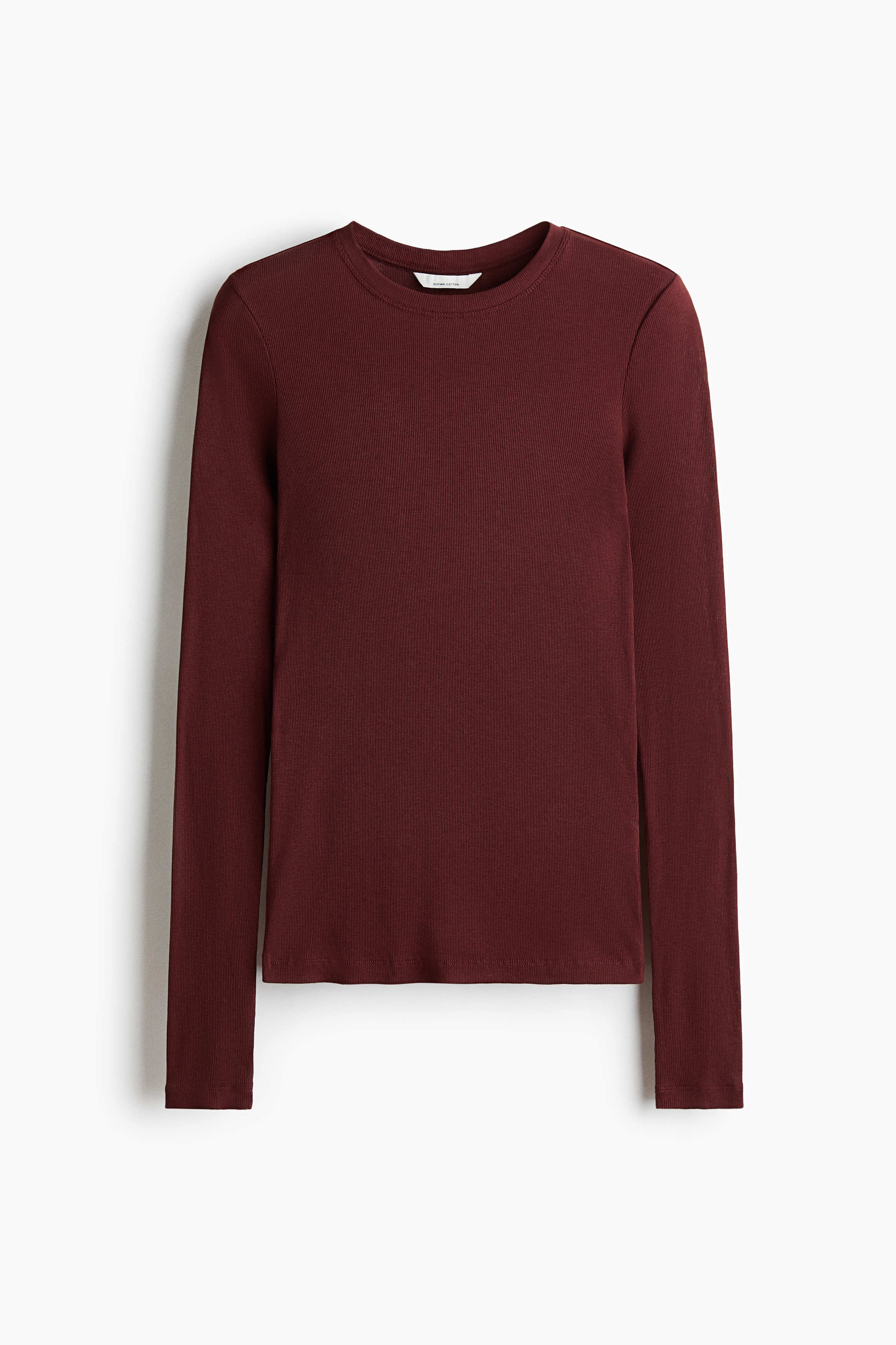Ribbed pima cotton top - Dark red/Black/White/Navy blue/Mustard yellow