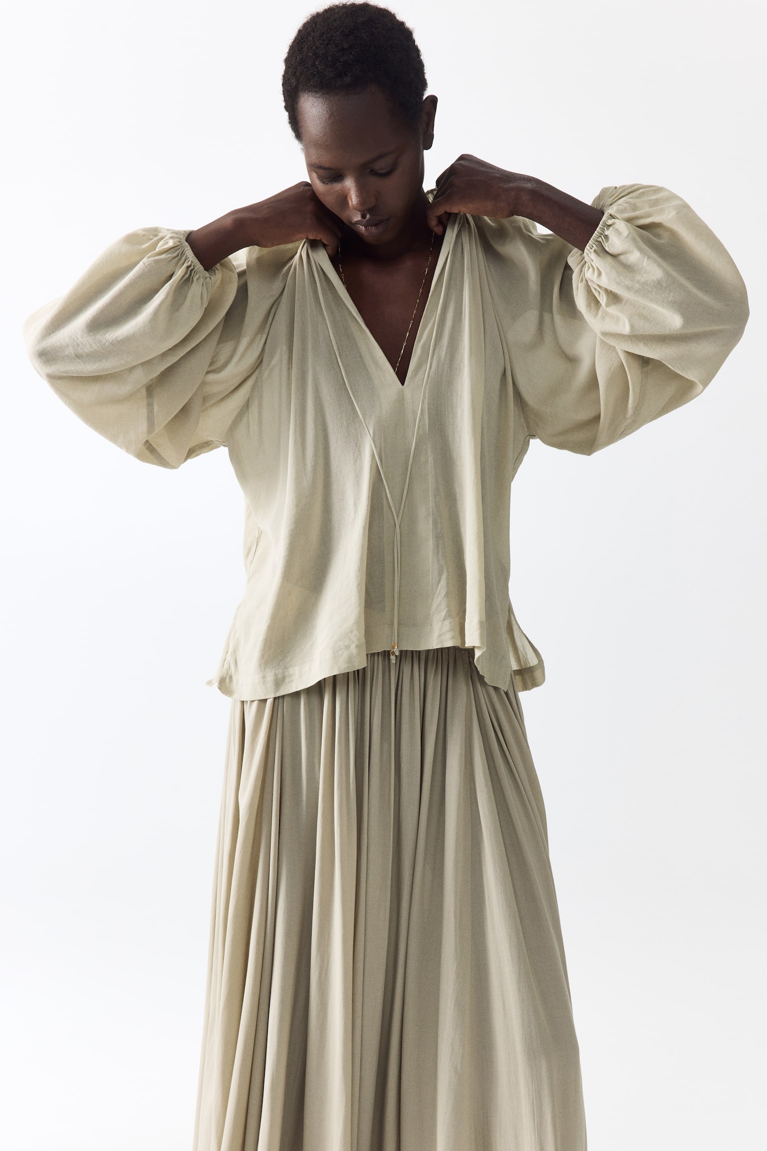 Oversized cotton-blend blouse - 4