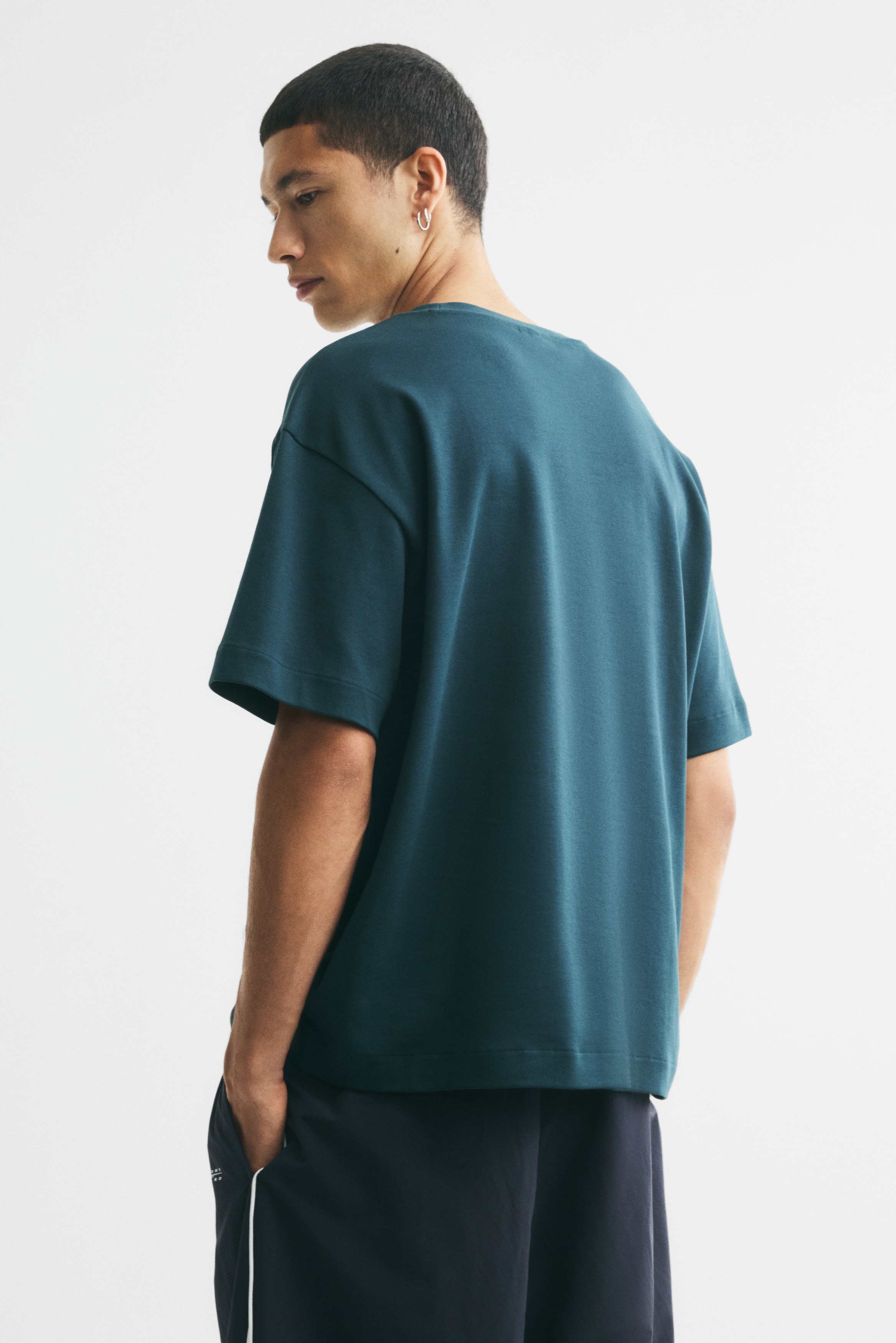 Men's Dark turquoise Loose-Fit Interlock T-Shirt | H&M US