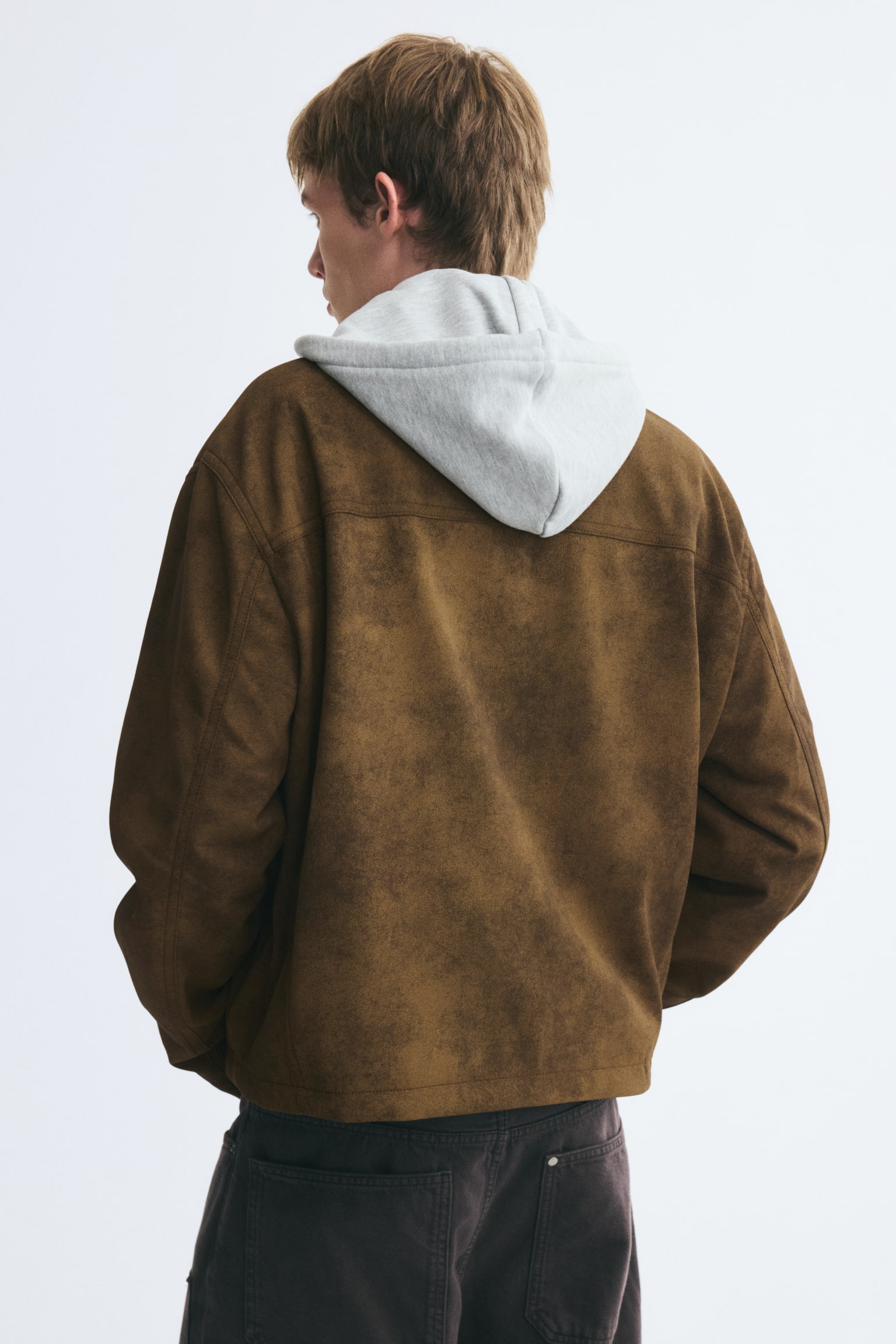 Мужская куртка H&M Napped zip-through, цвет: Коричневый — фото 5