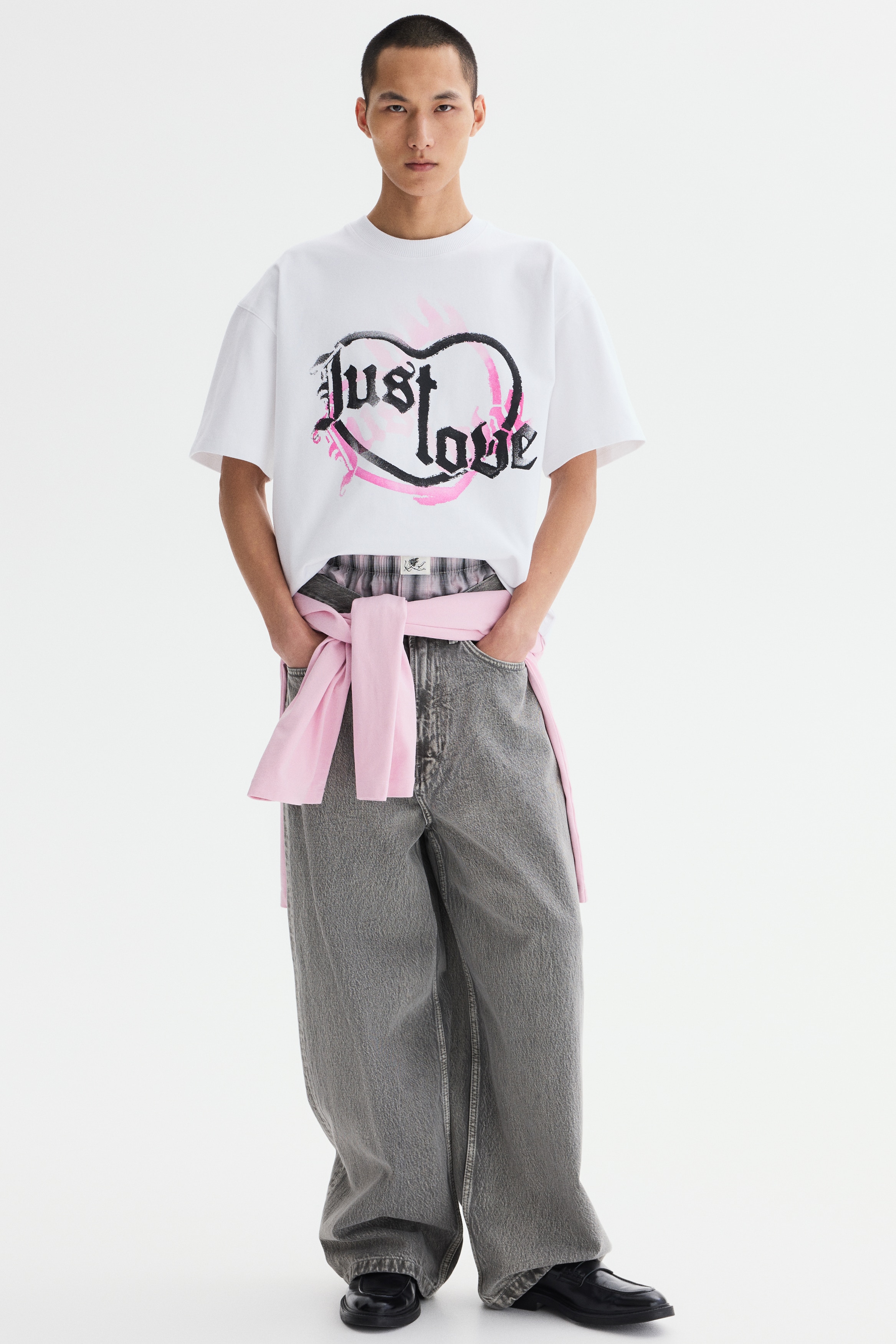 Men's Pink/Just Love Oversized Heat Reactive Printed T-Shirt | H&M US
