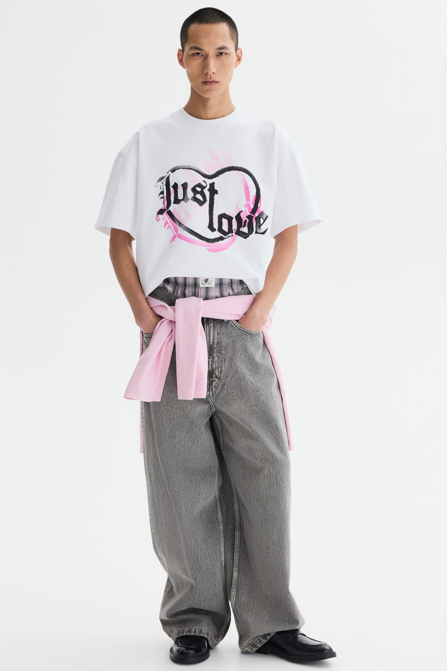 T-shirt met warmtegevoelige print - Oversized Fit - Wit/Just love/Zwart/Heartbreaker season/Roze/Just love - 5