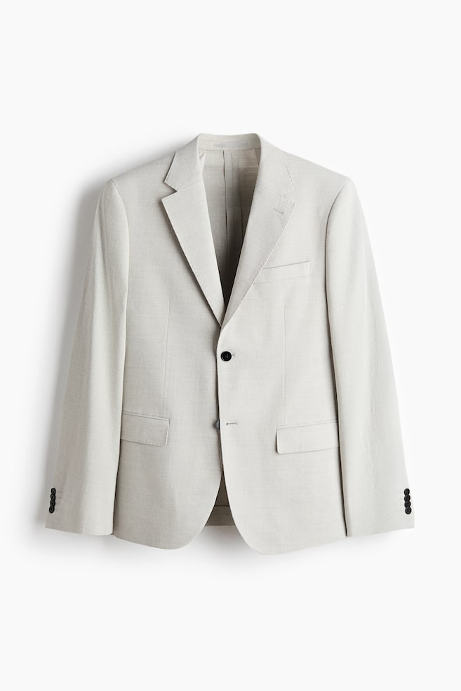 Regular Fit Linen-blend jacket - Light beige - 1