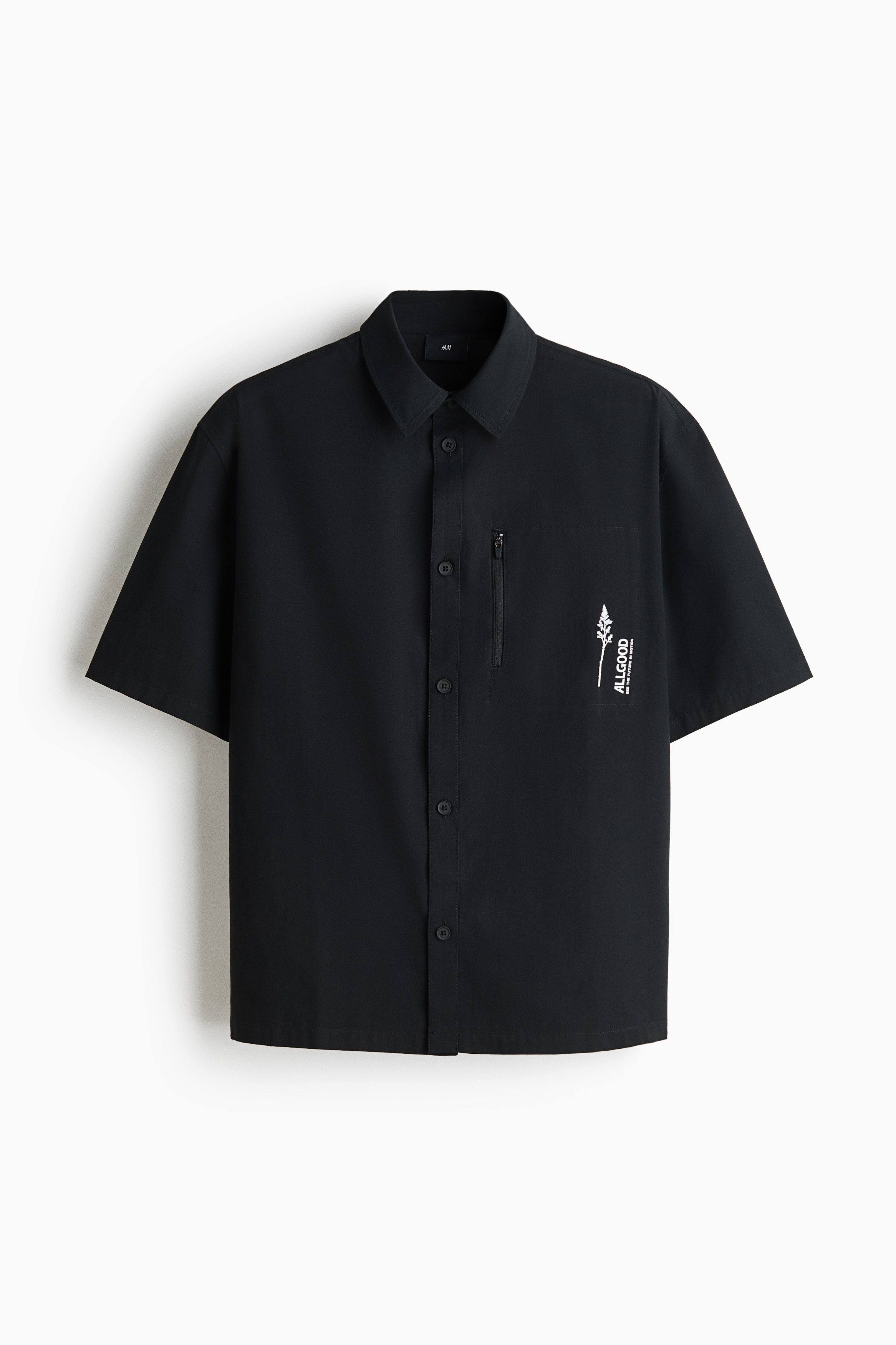 Áo sơ mi bằng cotton in hình dáng rộng - Màu đen/All good/Màu trắng/Downtown/Màu be/Downtown