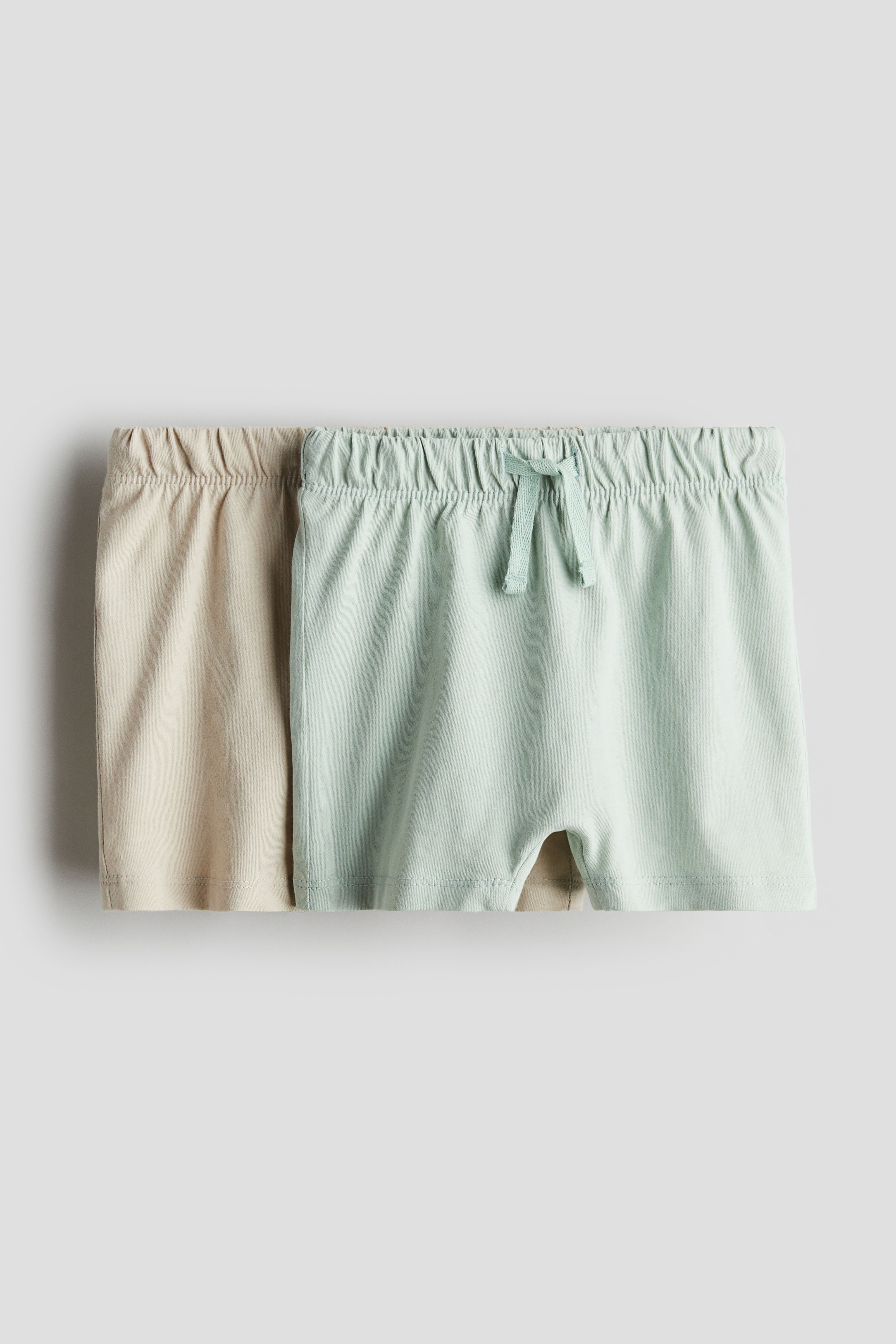 2 pack Jersey Shorts Light dusty green beige Kids H M US