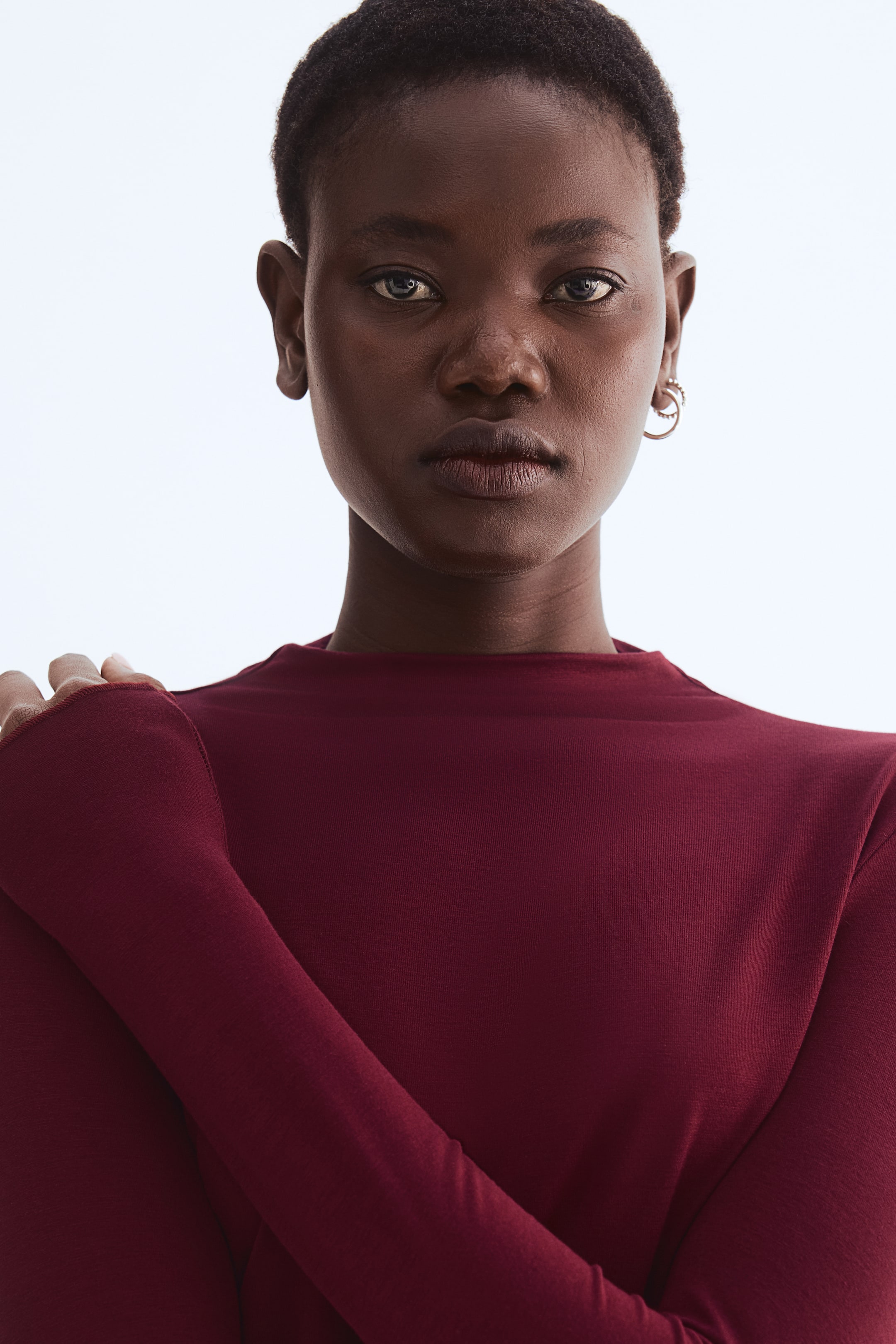 View larger image: Turtleneck top - Burgundy - Ladies | H&M SG 2