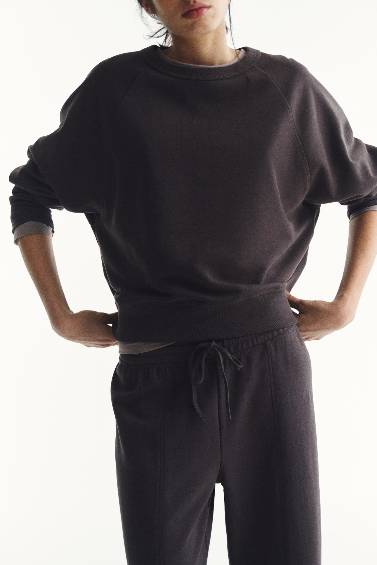 מכנסי טרנינג רחבים - אפור כמהין/חום כהה/אפור בהיר מלאנז' - 5