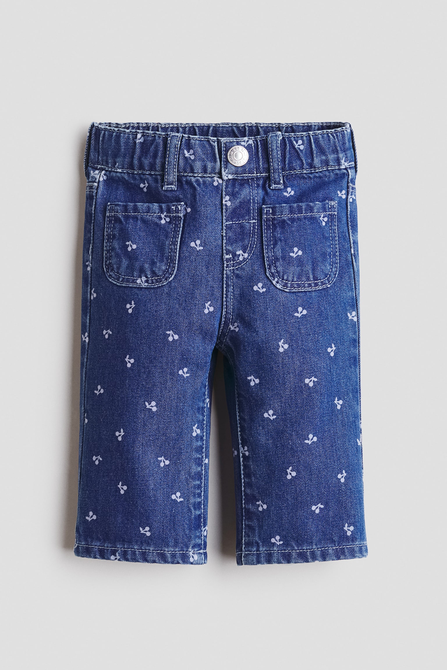 Flared Leg Jeans - Dunkles Denimblau/Kirschen/Denimblau/Beige/Leopardenprint/Denimblau/Denimblau/Herzen/Dunkles Denimblau