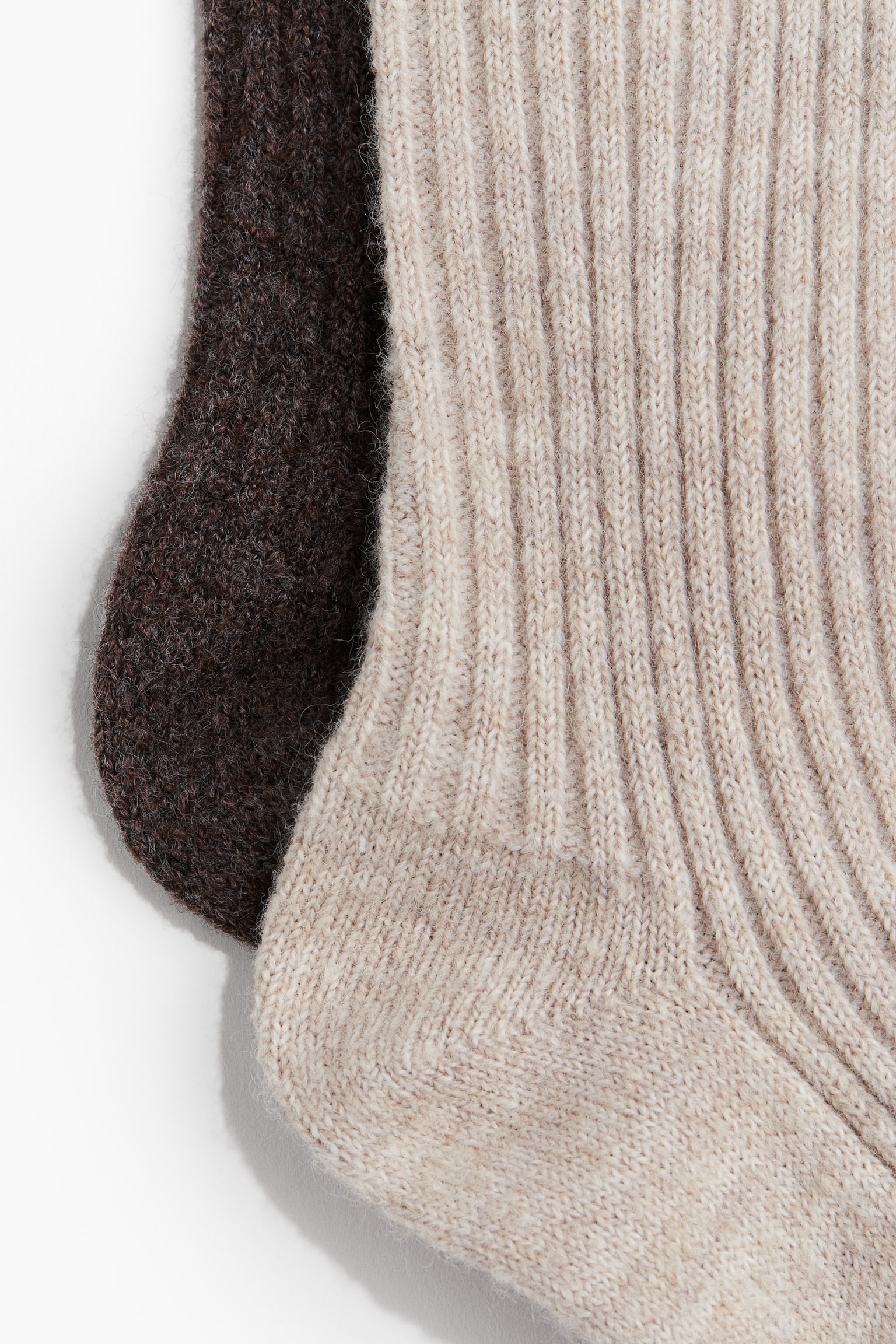 2-pack wool-blend socks - Dark brown/Light beige/Dark beige marl/Light beige/Dark grey marl/Black - 2