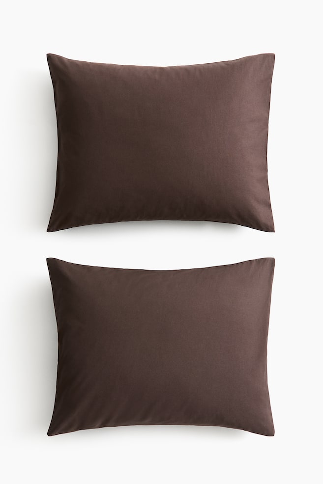 2-Pack Cotton Pillowcases - Dark brown - 1