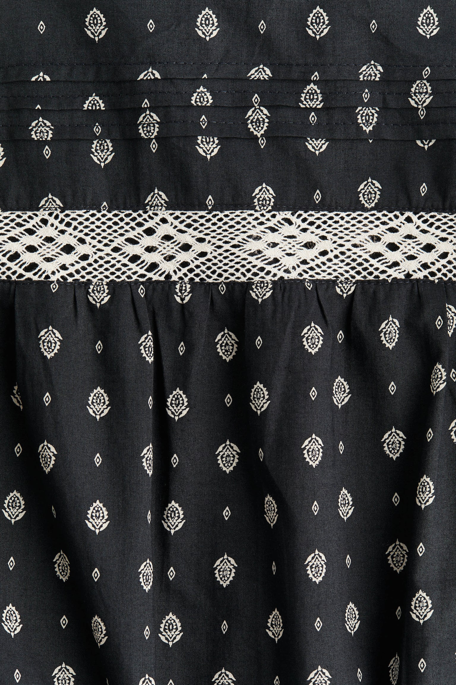 Váy cotton ghép ren - Màu xám đậm/Hoa văn - 5