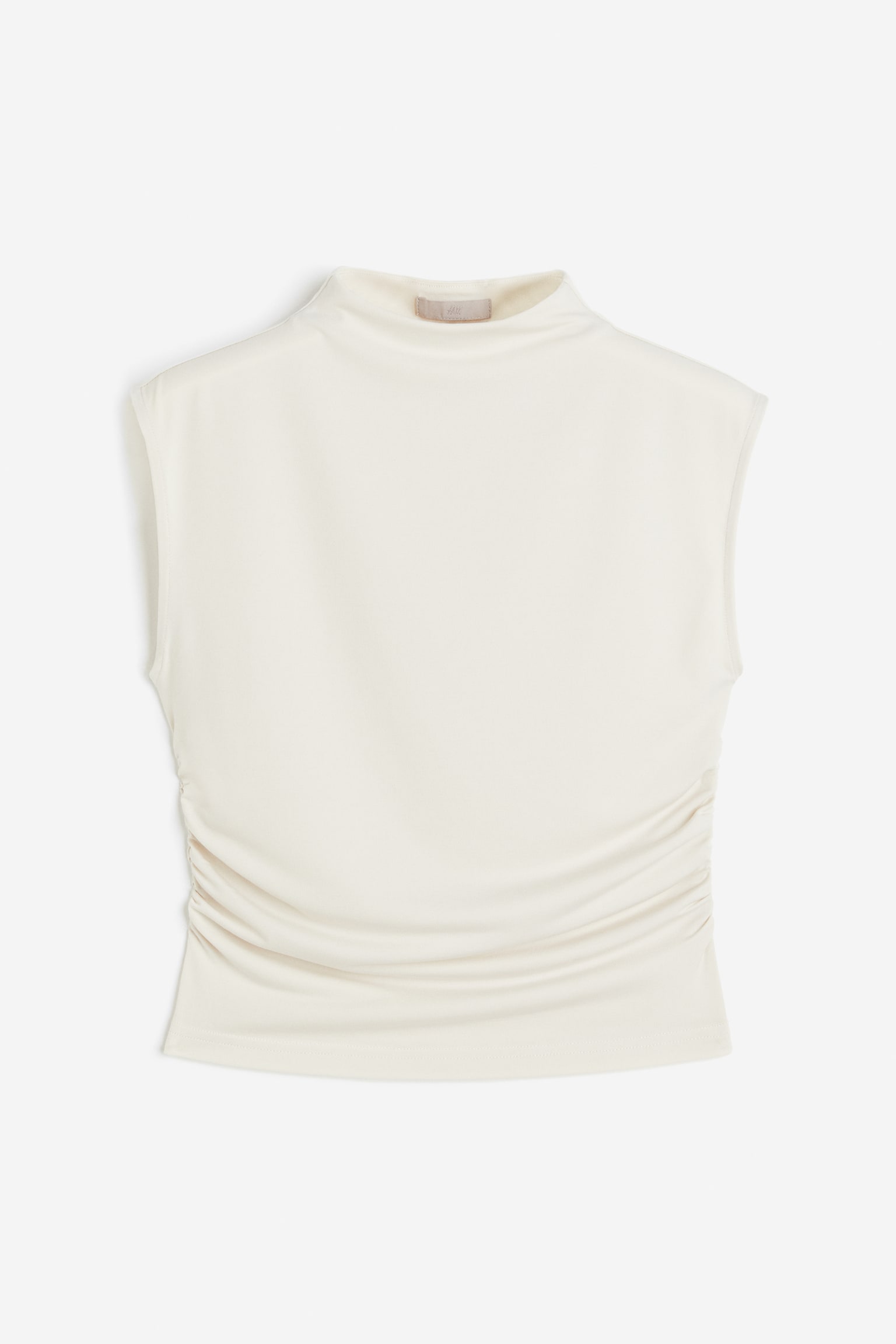 Cropped turtleneck top - Light beige/White/Black striped/Black - 2