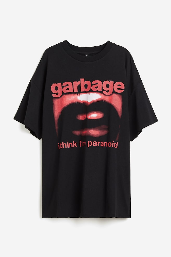 Oversized T-Shirt mit Print - Schwarz/Garbage/Schwarz/Formel 1/Weiß/Blondie/Schwarz/The Who/Grau/Berkeley University/Hellbeige/UCLA/Marineblau/Yale/Hellrosa/Micky Maus - 2