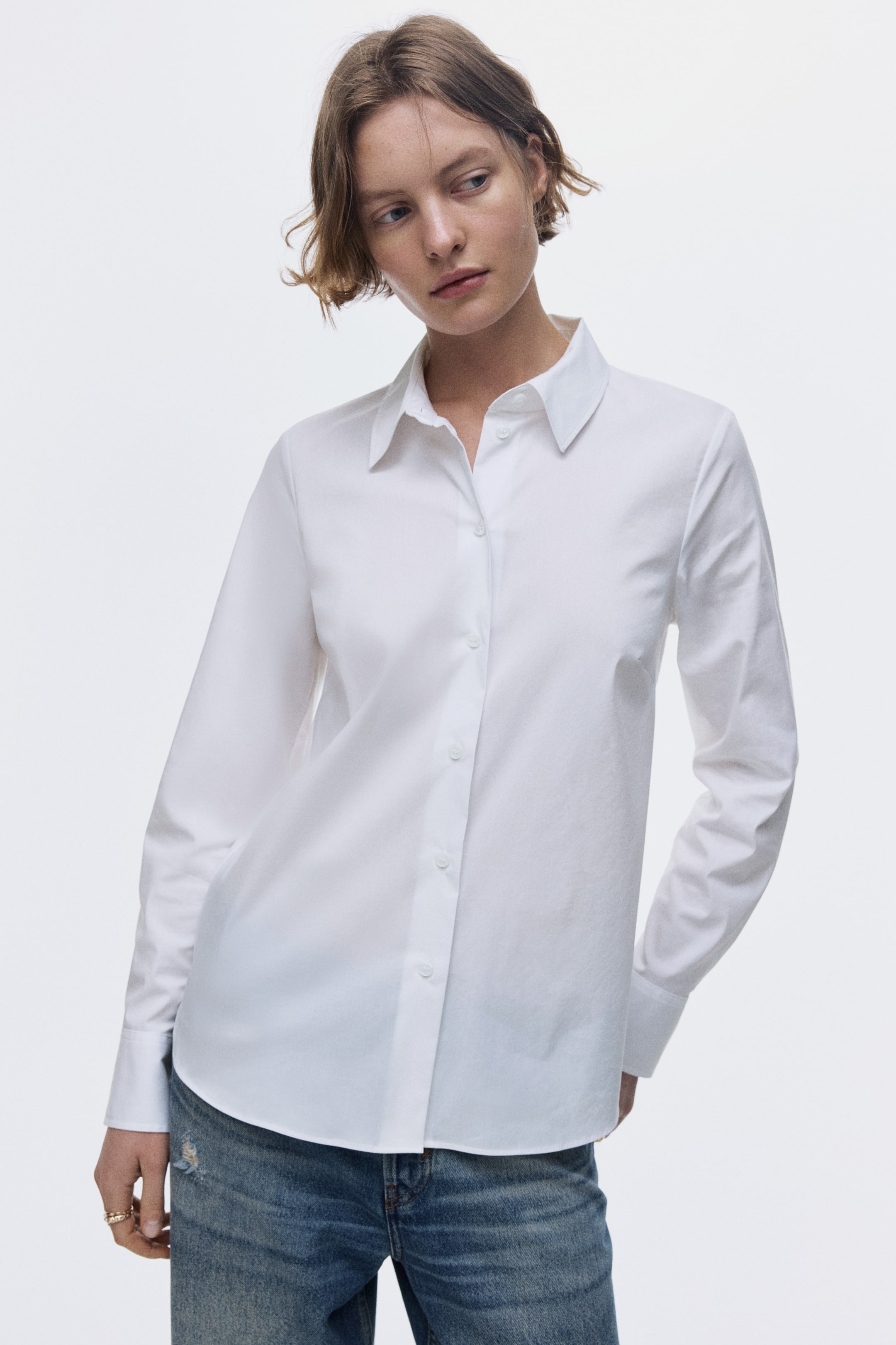 View larger image: Cotton-blend Shirt - White - Ladies | H&M CA 4